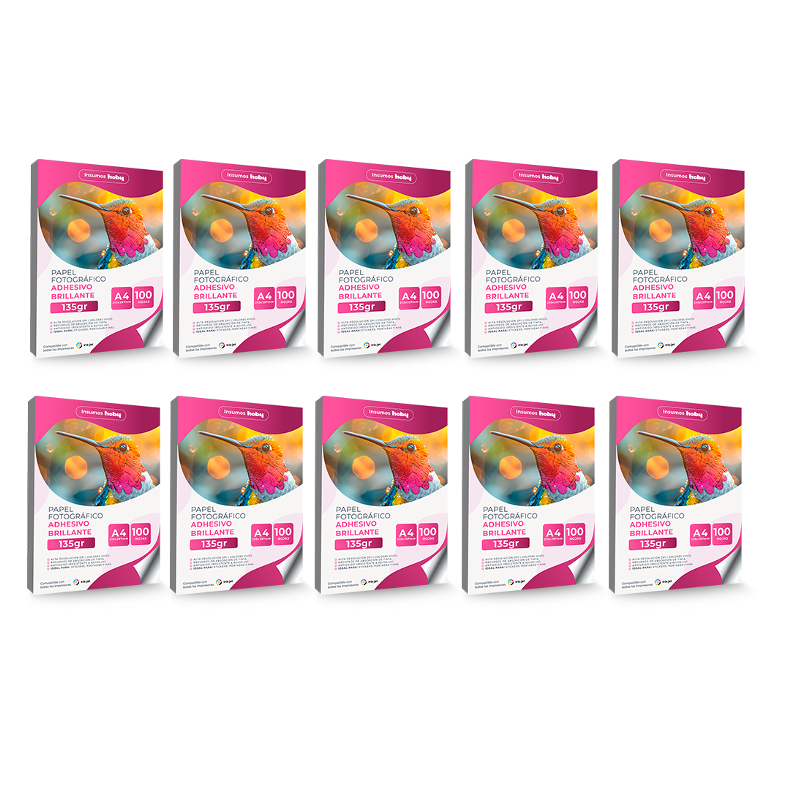 Papel Fotográfico Adhesivo Brillante 135gr 1000hojas A4 Ap28 1