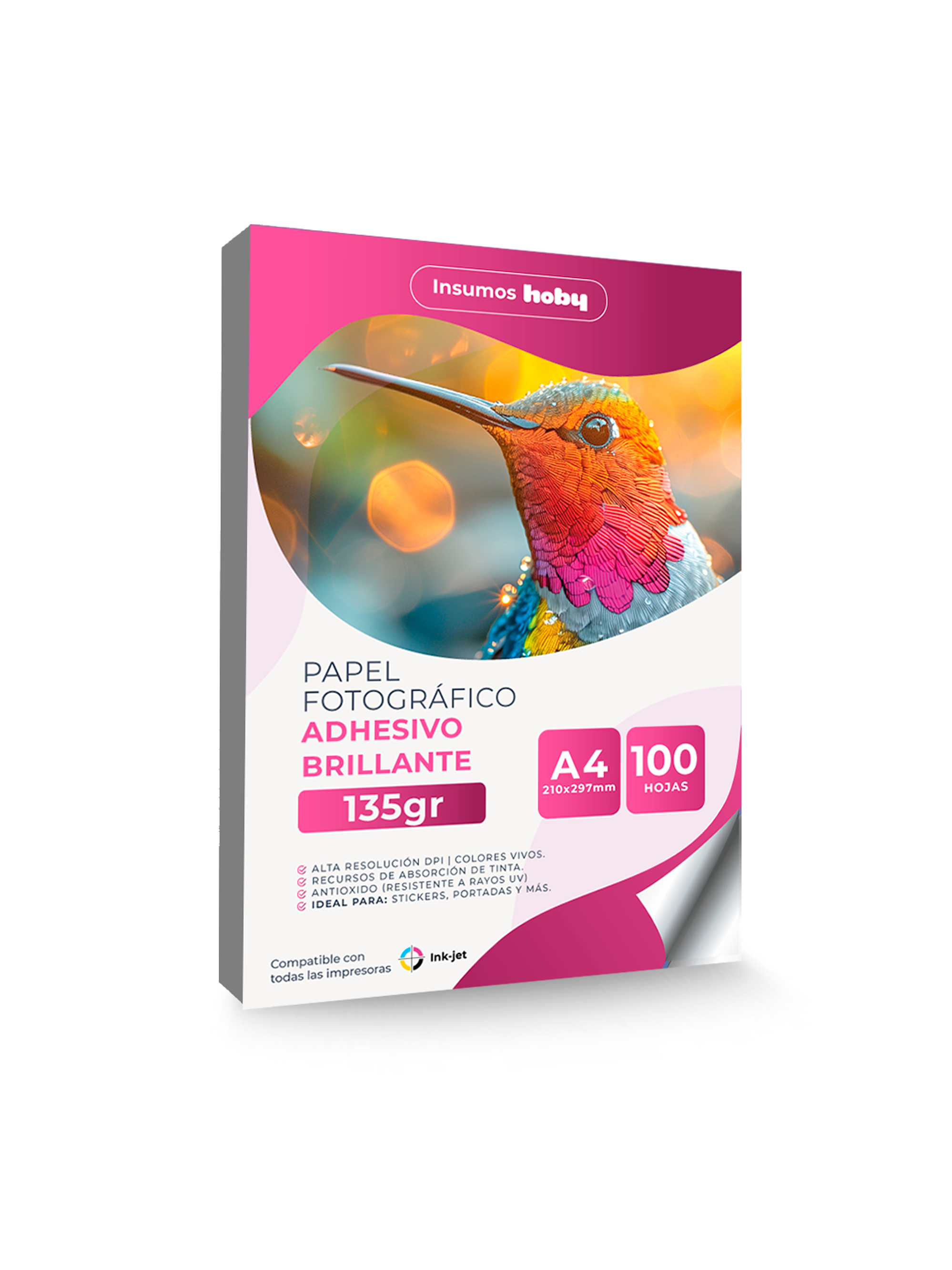 Papel Fotográfico Adhesivo Brillante 135gr 1000hojas A4 Ap28 2
