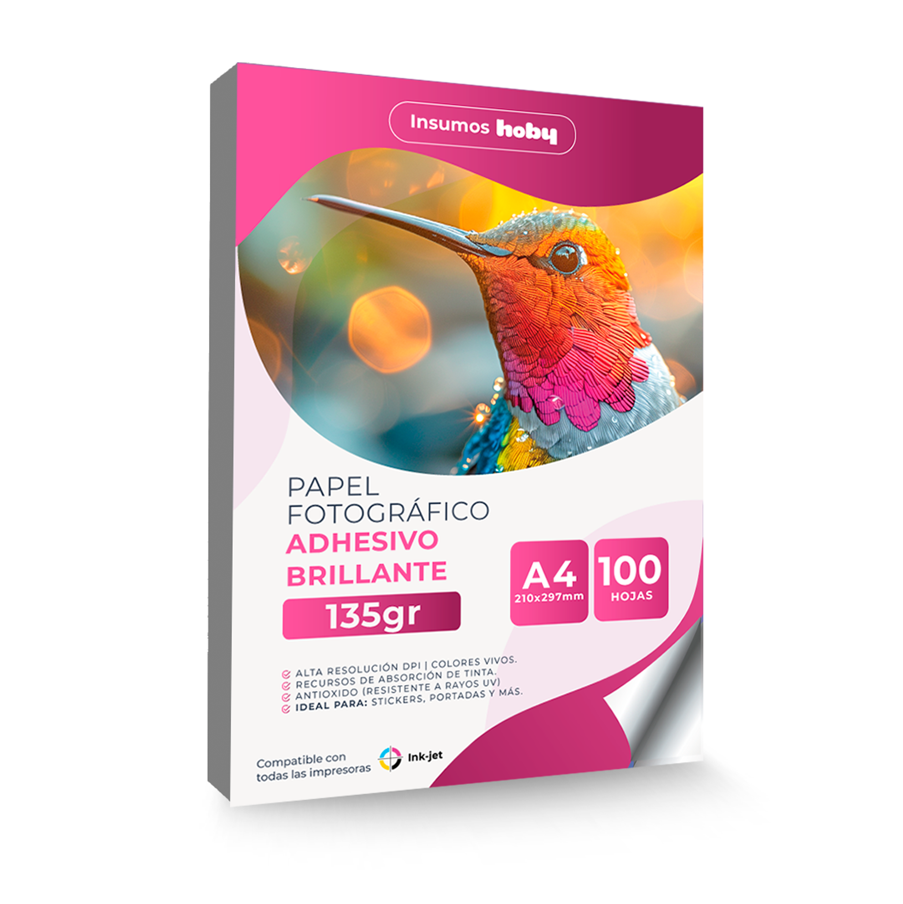 Papel Fotográfico Adhesivo Brillante 135gr 1000hojas A4 Ap28 2