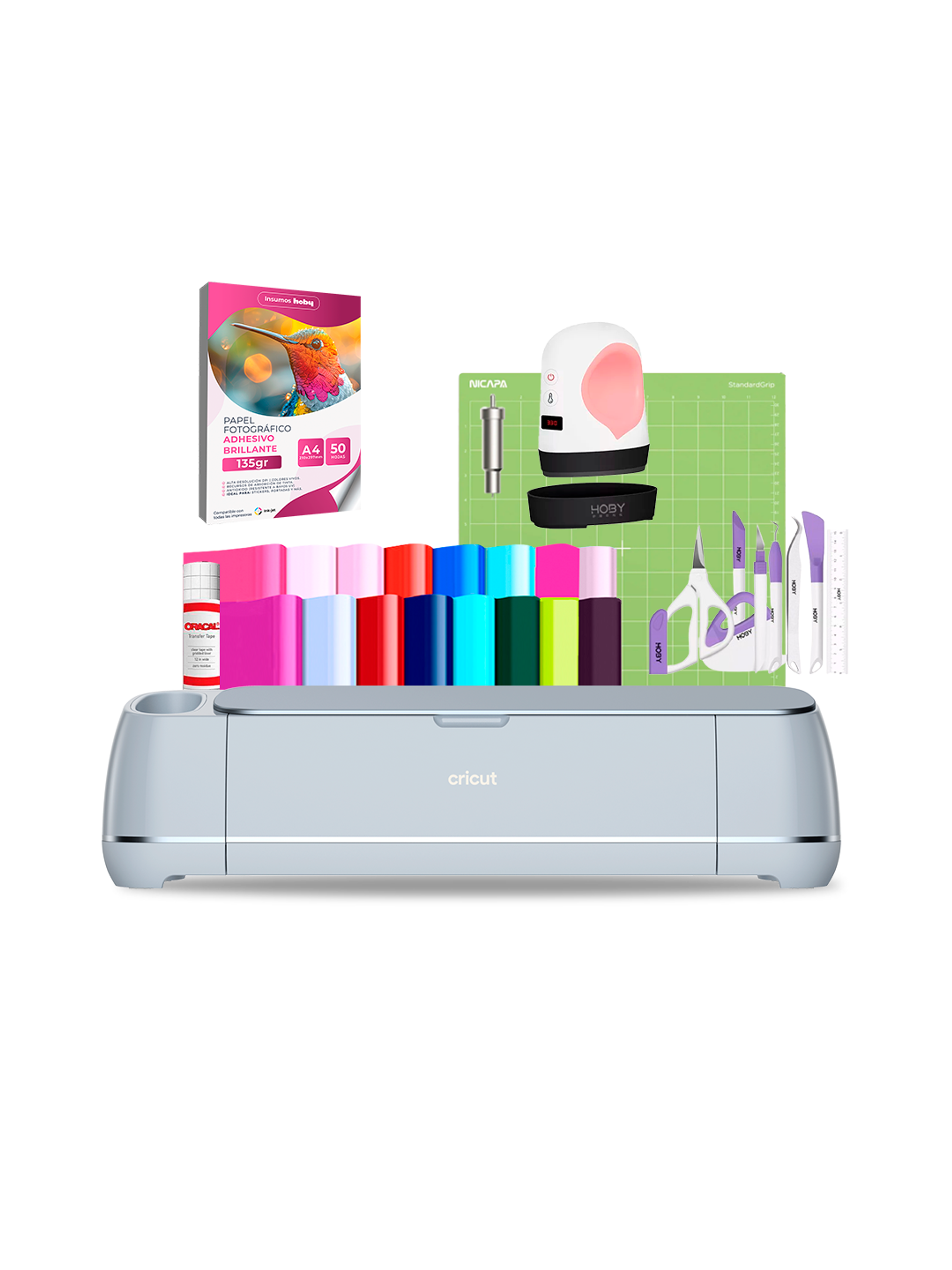 Kit Cricut Maker 3 + Estampadora Mini Hoby + Insumos Cr36 1
