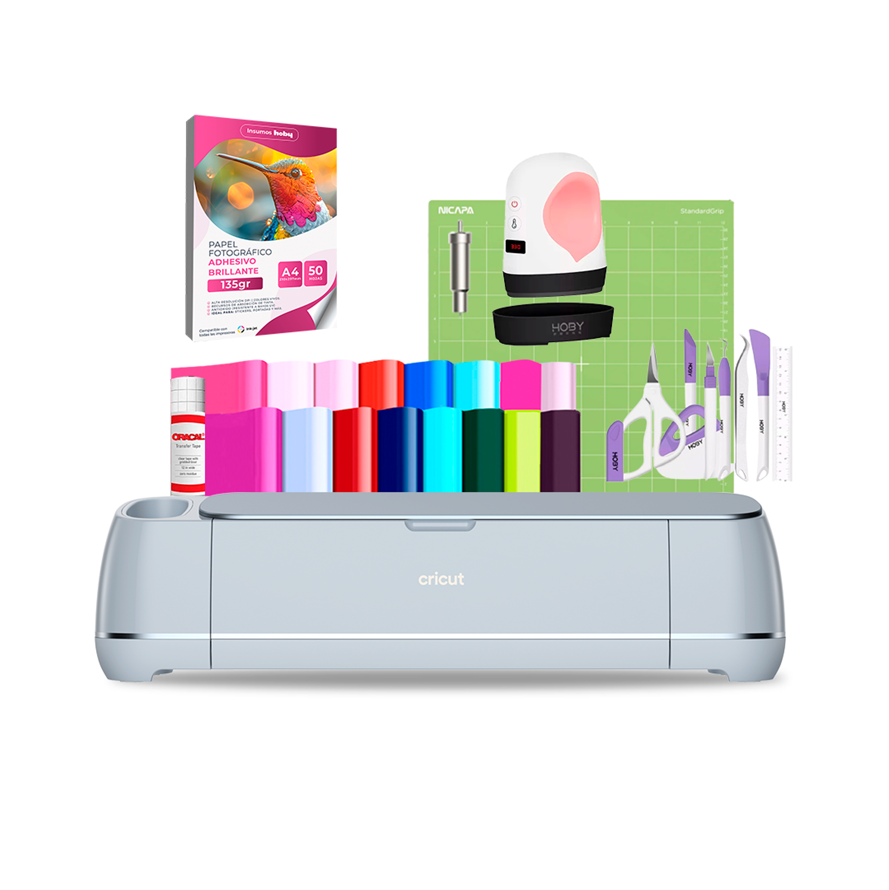 Kit Cricut Maker 3 + Estampadora Mini Hoby + Insumos Cr36 1