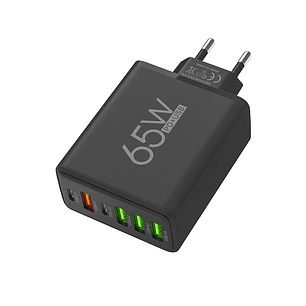 Cargador Múltiple 65w Usb+pd (tipo-c) 6 Puertos Negro