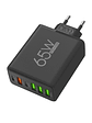 Cargador Múltiple 65w Usb+pd (tipo-c) 6 Puertos Negro - Miniatura 1