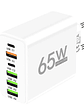 Cargador Múltiple 65w Usb+pd (tipo-c) 6 Puertos Blanco - Miniatura 1