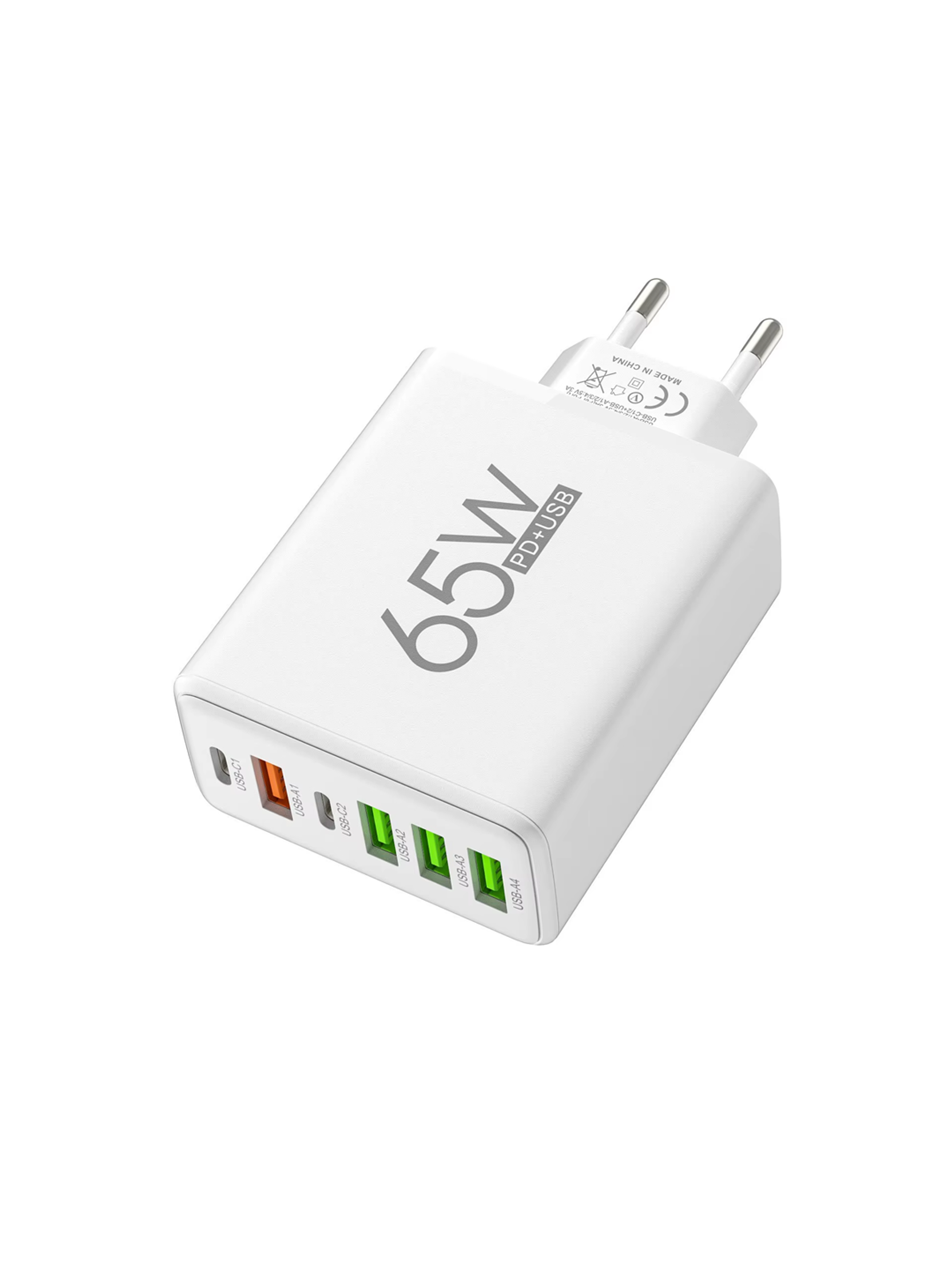 Cargador Múltiple 65w Usb+pd (tipo-c) 6 Puertos Blanco 2