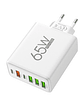 Cargador Múltiple 65w Usb+pd (tipo-c) 6 Puertos Blanco - Miniatura 2