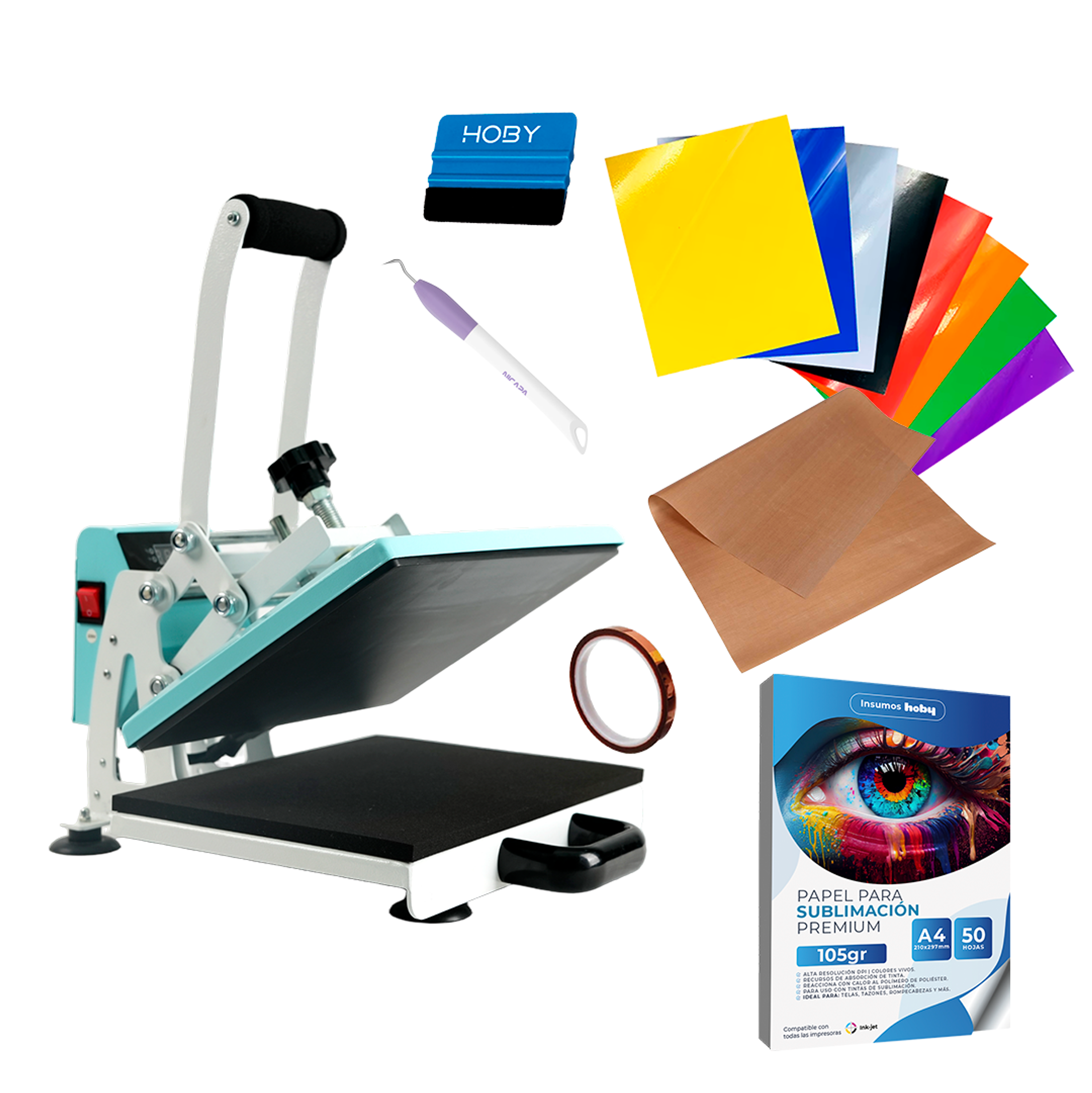 Kit Plancha Estampadora Sublimadora Sublipress 23 x 30 cm ideal para DTF, Vinilo textil, sublimación 1