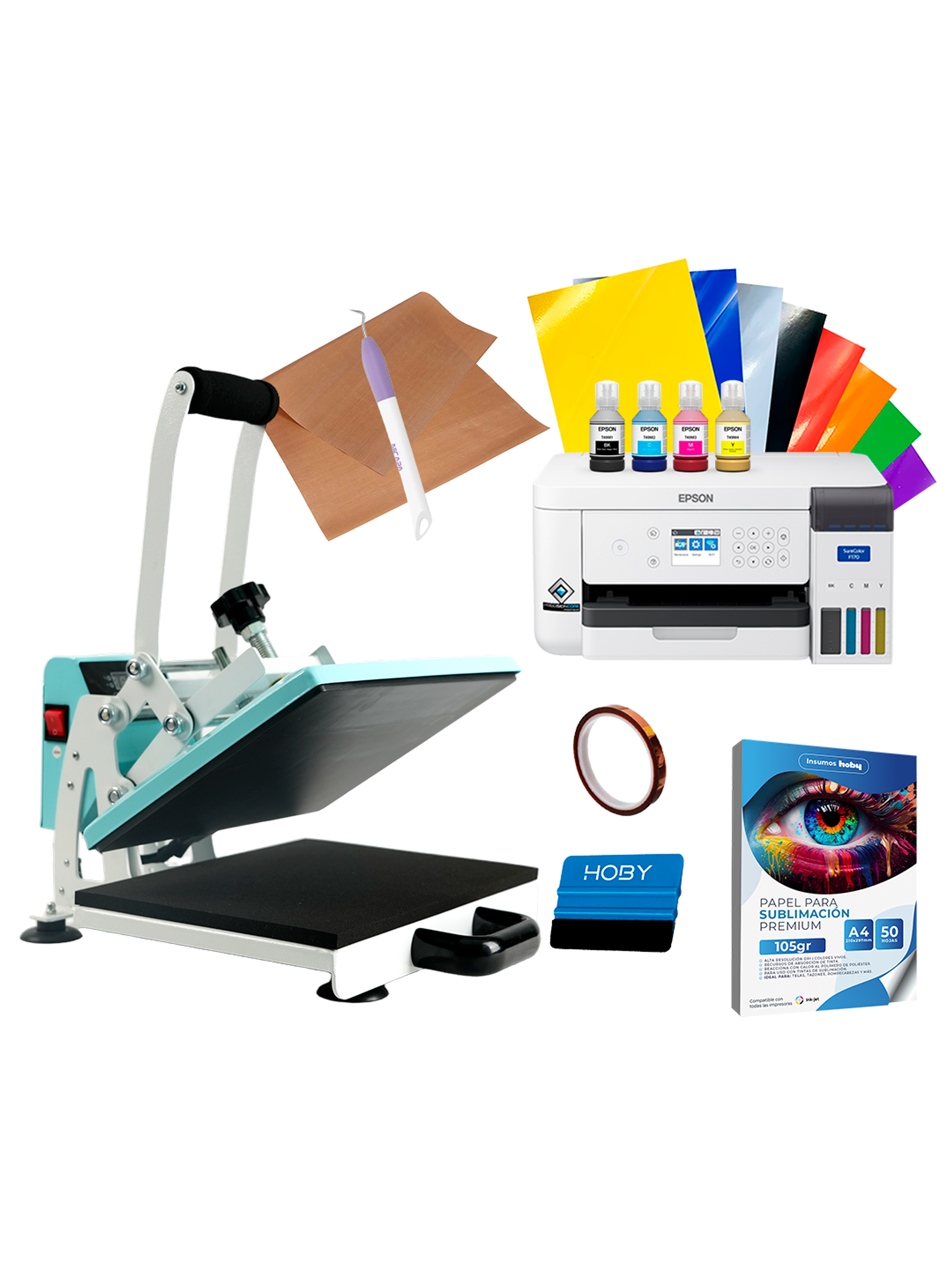 Kit Plancha Estampadora Sublimadora Sublipress 23 x 30 cm + Impresora Epson F170 Surecolor 1