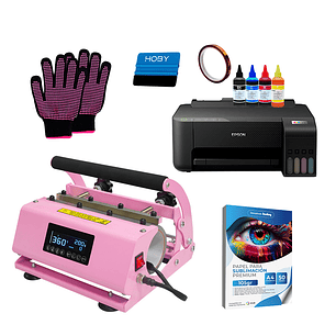 Kit Estampadora de tazones Doble Sublipress rosada + Impresora Epson L1250