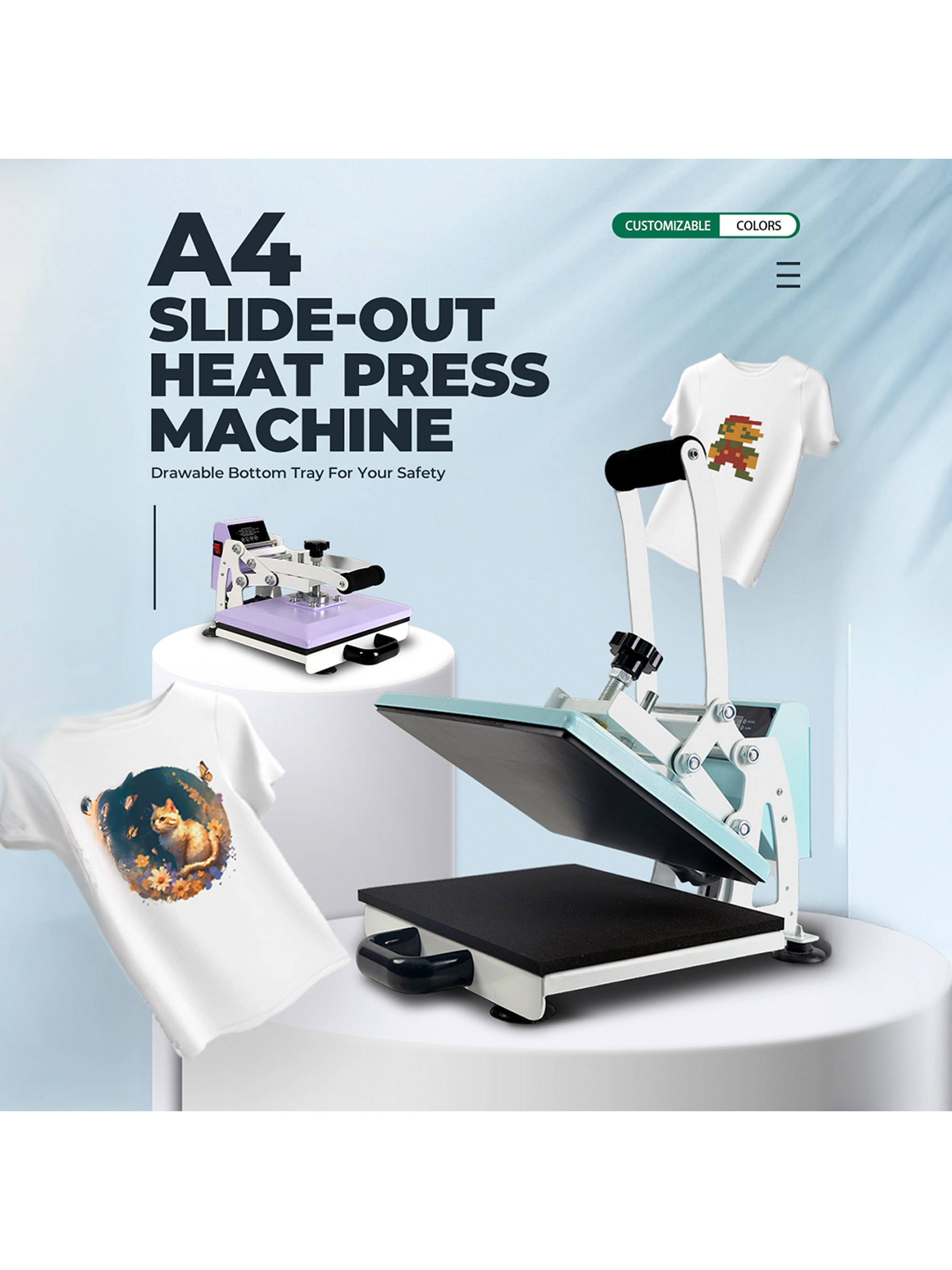 Kit Silhouette Cameo 5 alpha + Estampadora plana 23x30cm Sublipress + Insumos 8