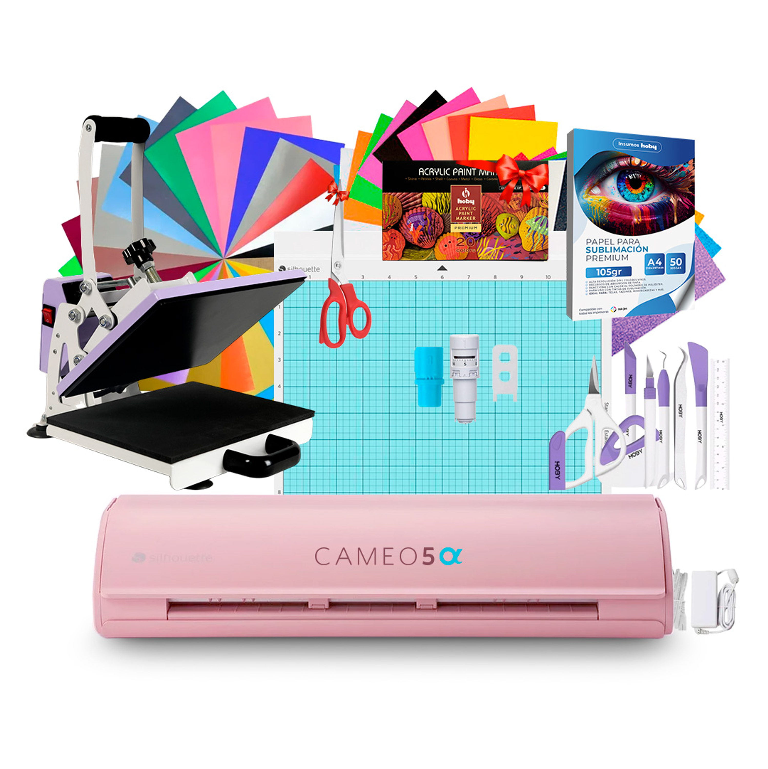 Kit Silhouette Cameo 5 alpha + Estampadora plana 23x30cm Sublipress 1