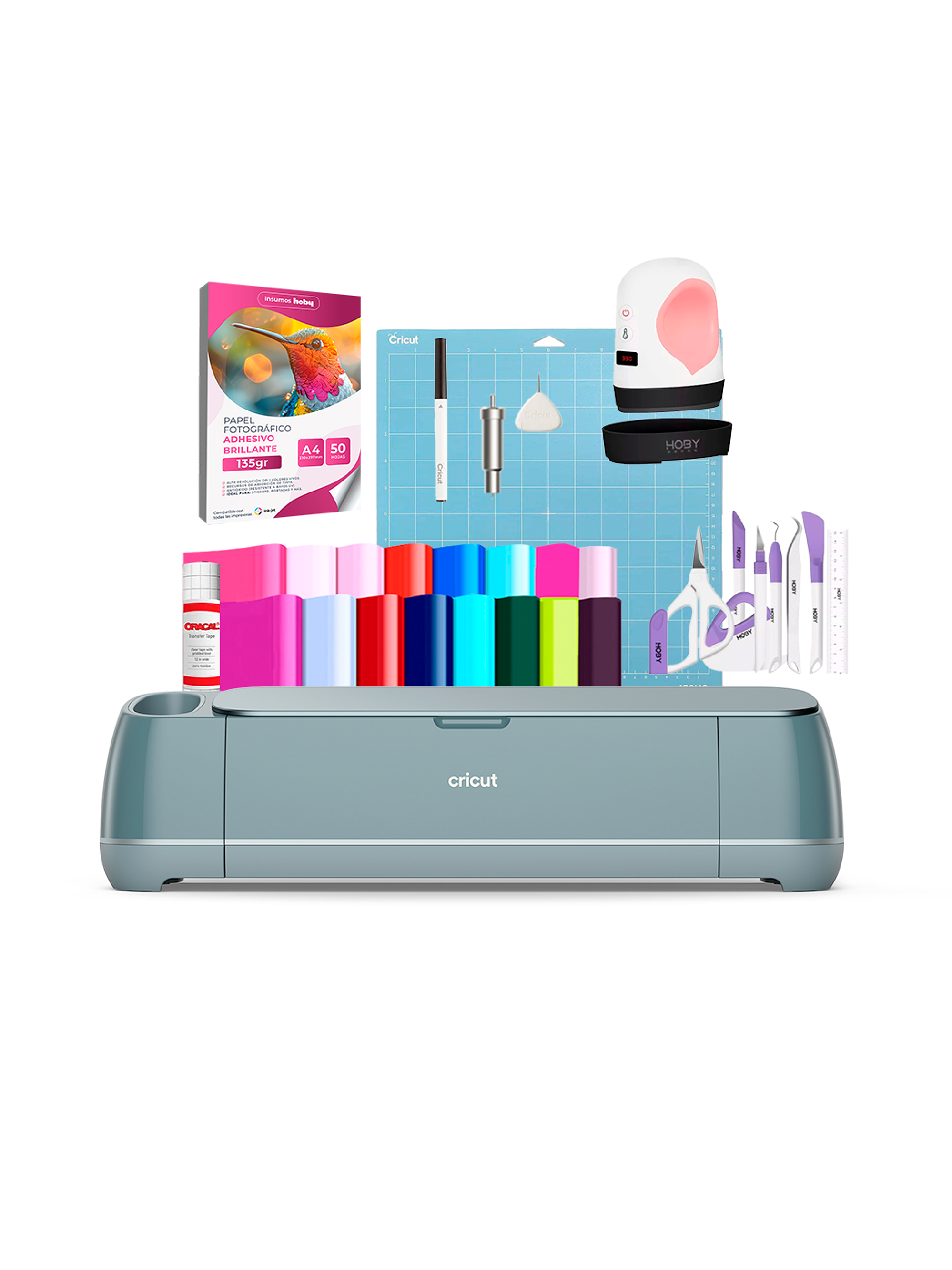 Kit Cricut Maker 4 + Estampadora Mini Hoby + Insumos Cr36 1