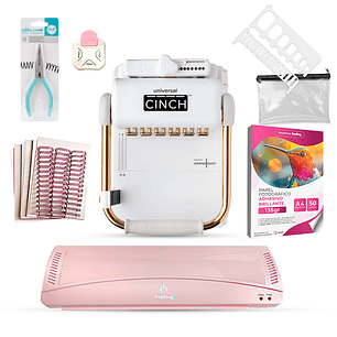 Kit Encuadernadora Universal Cinch + Laminadora Hoby A3 Rosada Uc04