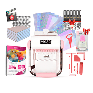 Kit Encuadernadora Cinch rosa + insumos y regalos