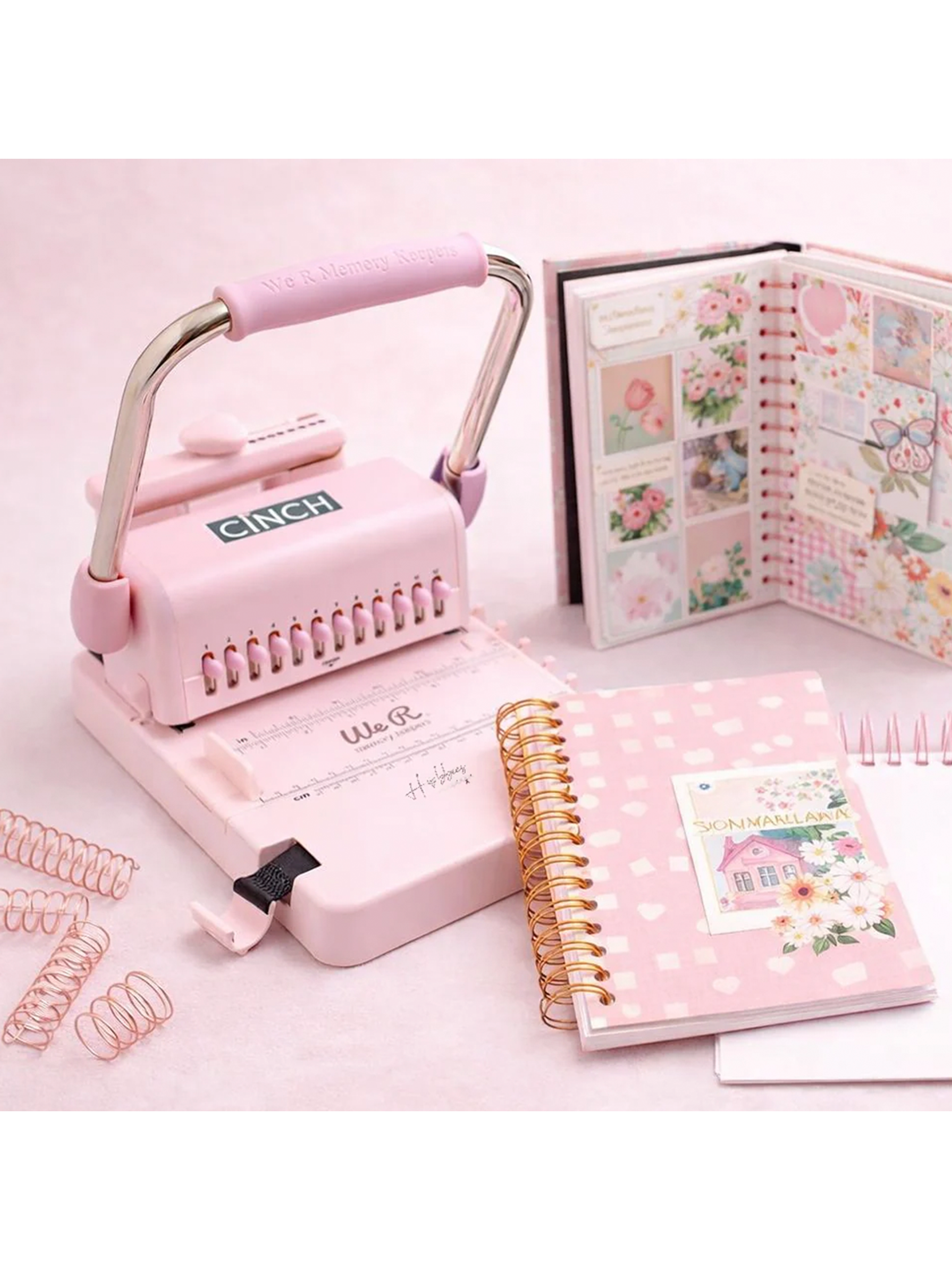 Encuadernadora Cinch Rosada Perforación Redonda We R 3