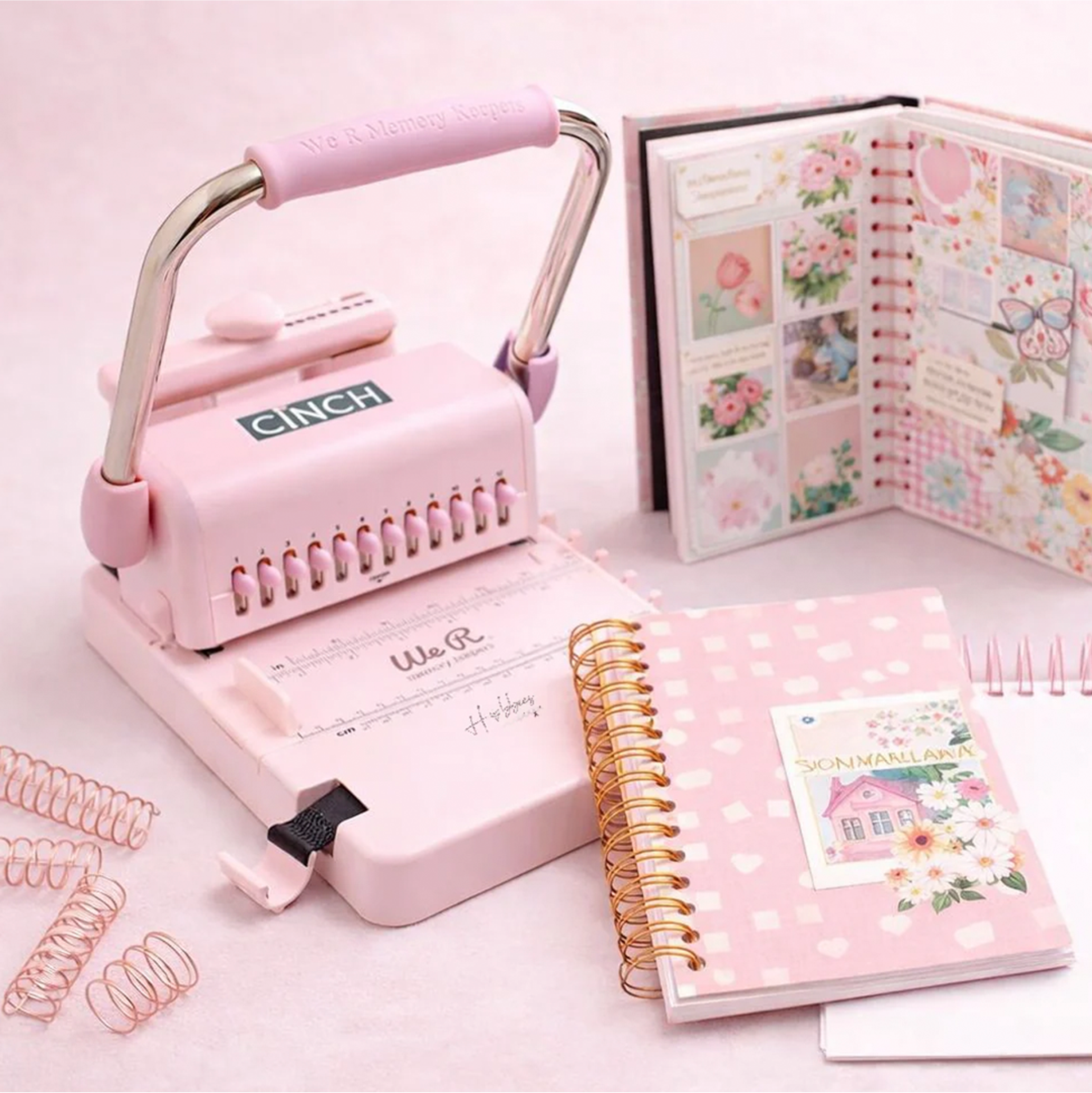 Encuadernadora Cinch Rosada Perforación Redonda We R 3