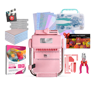 Kit Encuadernadora Cinch Rosa + Ojetilladora E Insumos Cp44