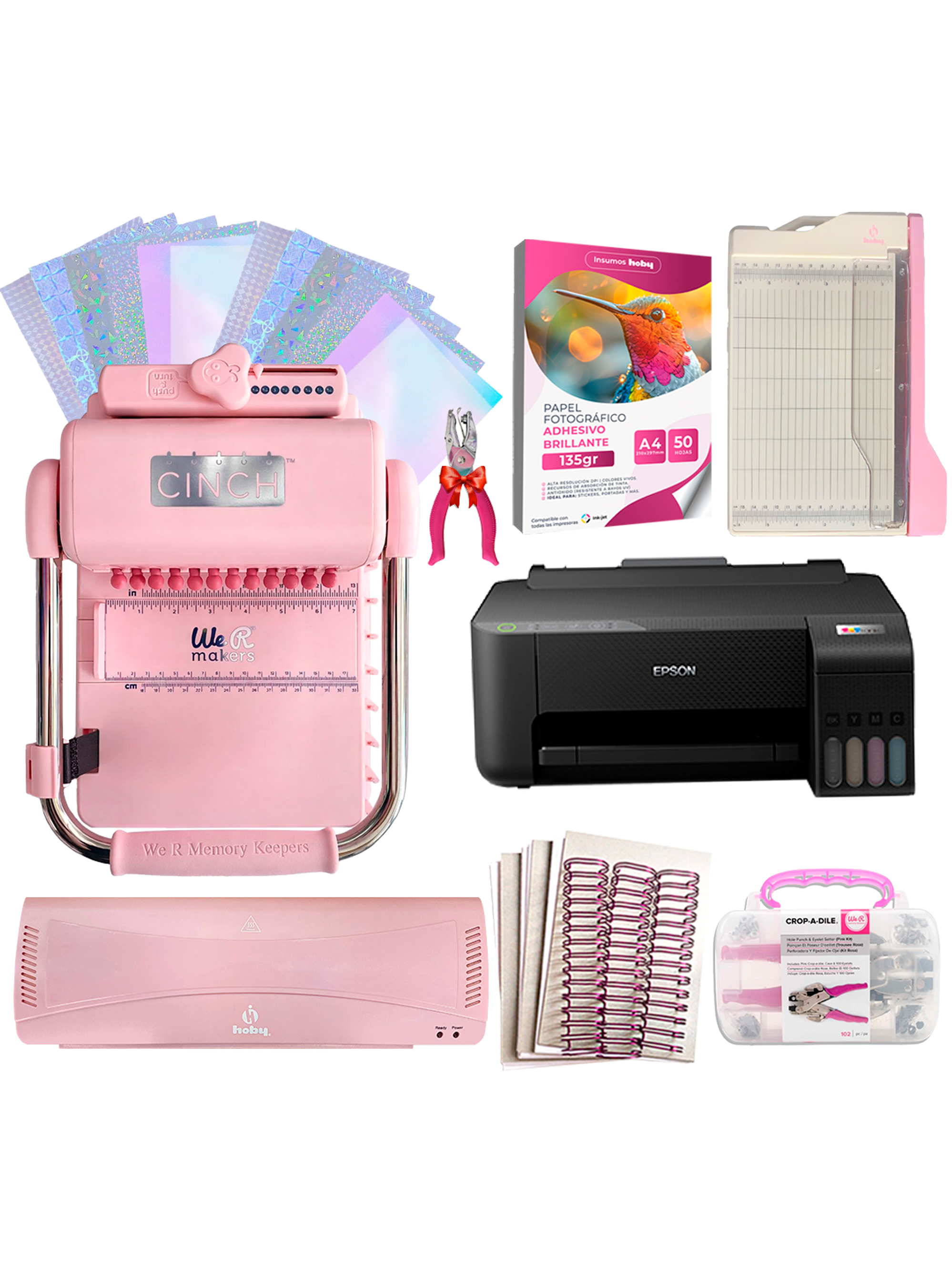 Kit De Encuadernadora Cinch Pink Rosa + Epson L1250 + Regalos Cp14 1