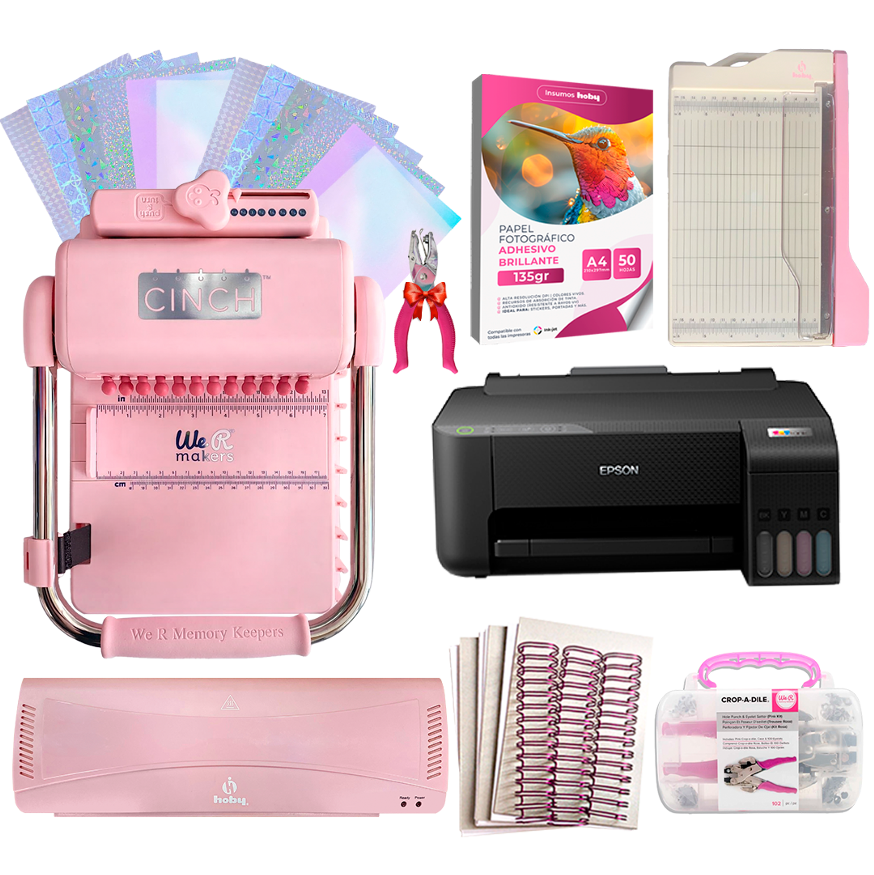 Kit De Encuadernadora Cinch Pink Rosa + Epson L1250 + Regalos Cp14 1