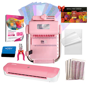 Kit De Encuadernadora Cinch Pink Rosa + Laminadora A4 + Regalos Cp16