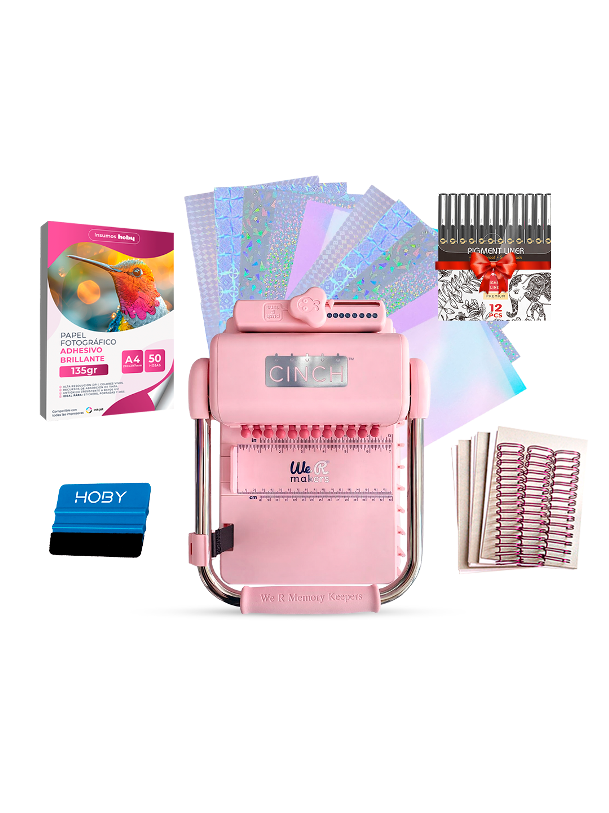Kit De Encuadernadora Cinch Pink Rosa + Regalos Cp18 1