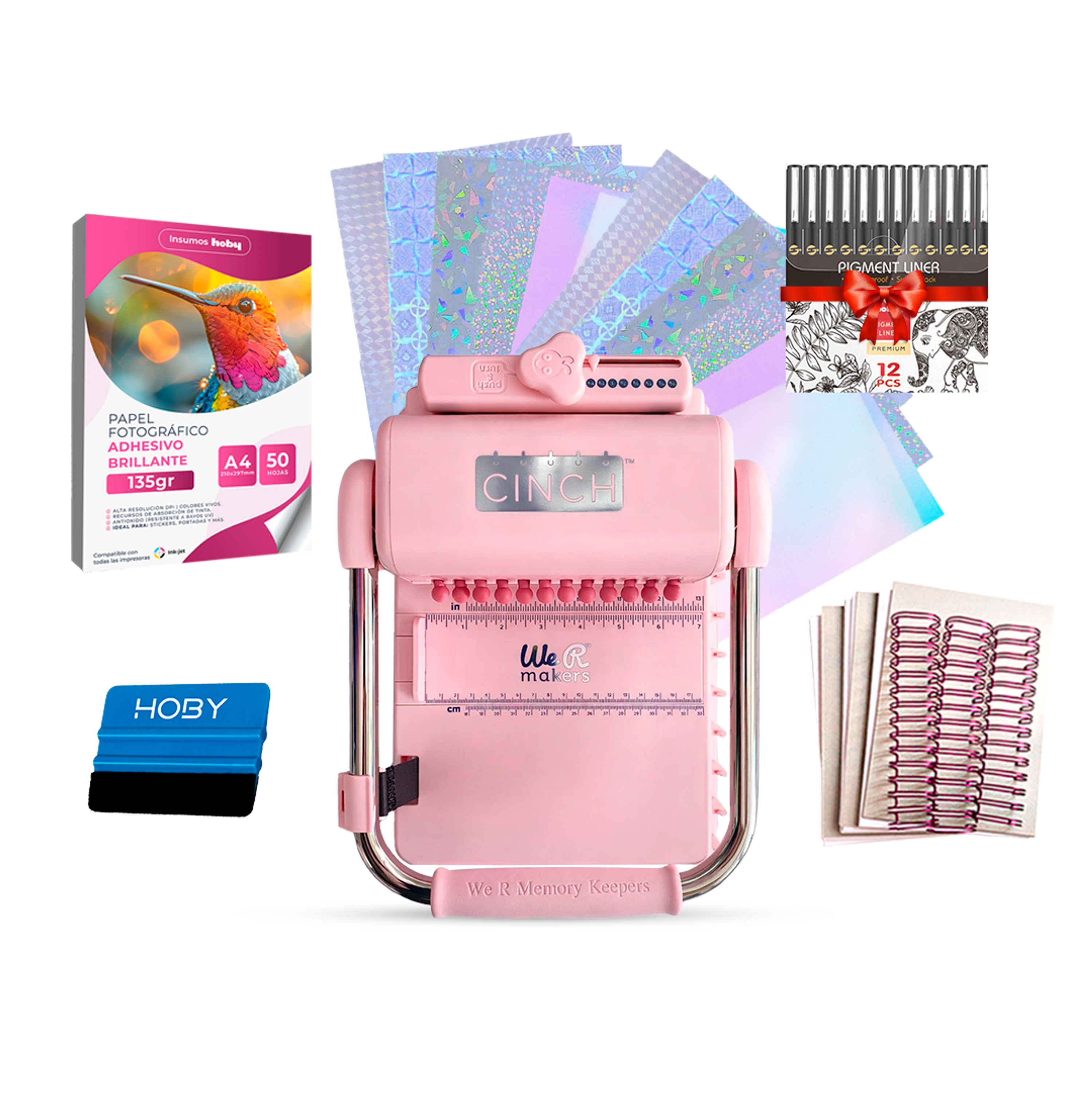 Kit De Encuadernadora Cinch Pink Rosa + Regalos Cp18 1