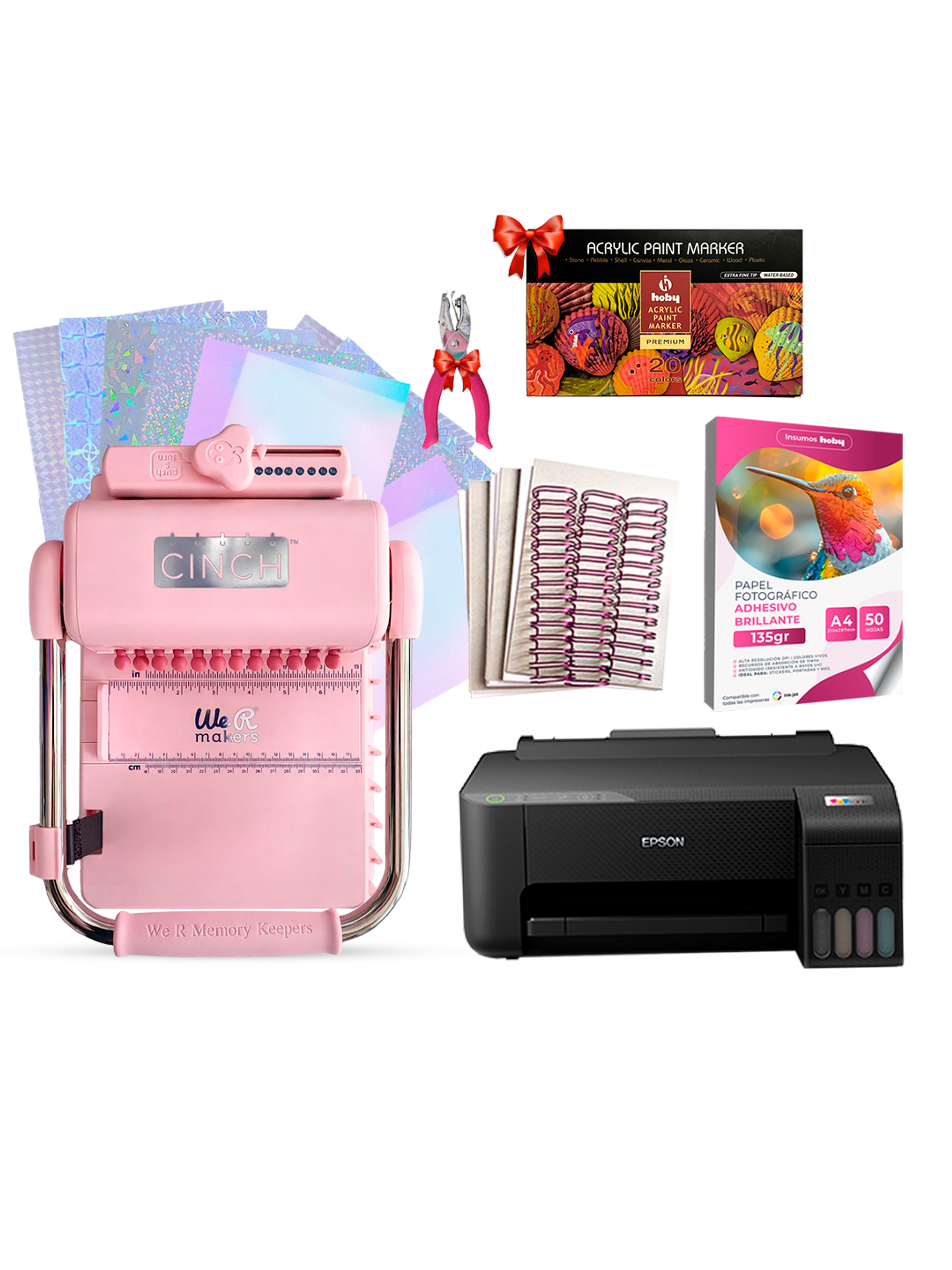 Kit De Encuadernadora Cinch Pink Rosa + Epson L1250 + Regalos Cp19 1