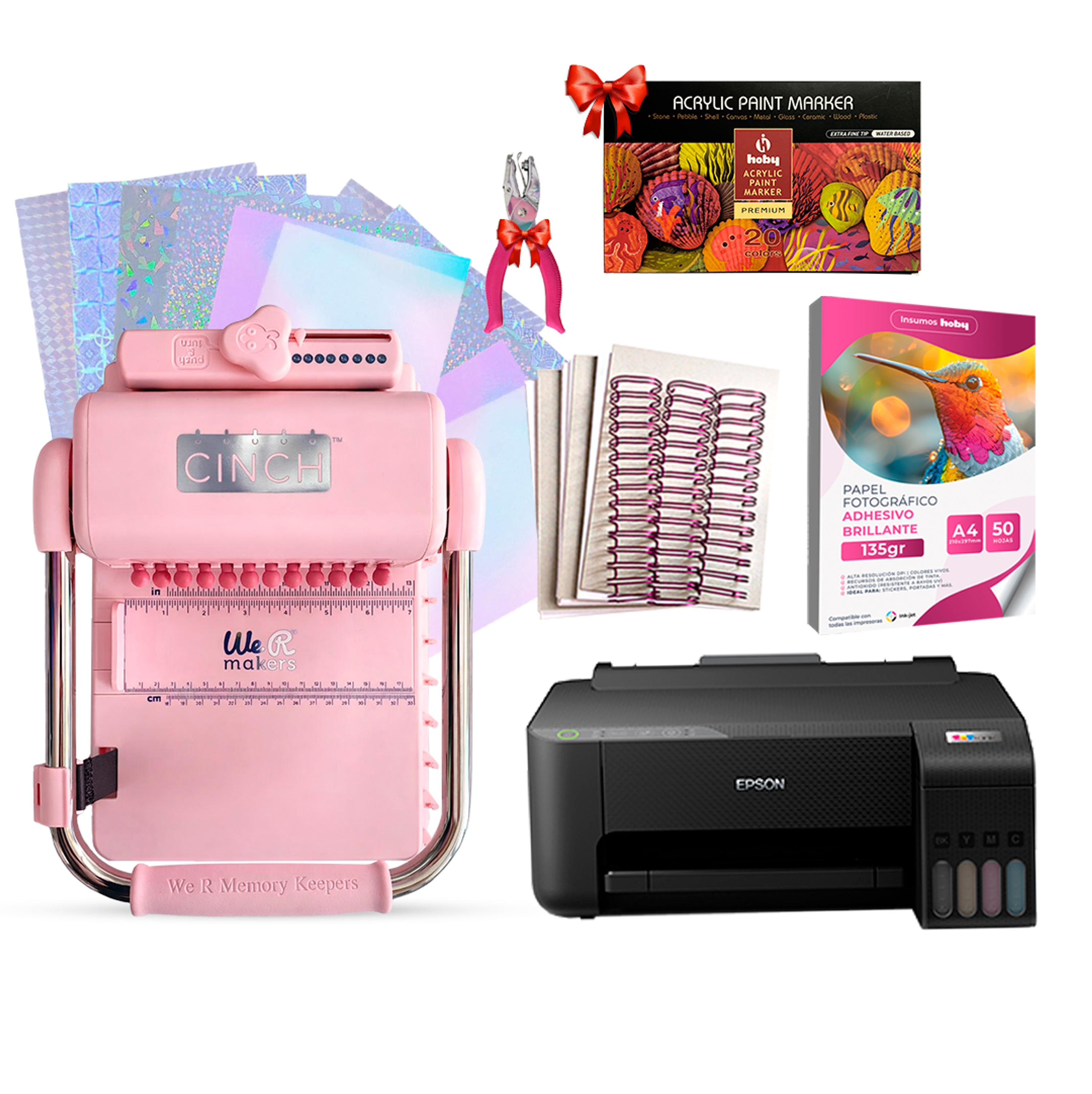 Kit De Encuadernadora Cinch Pink Rosa + Epson L1250 + Regalos Cp19 1
