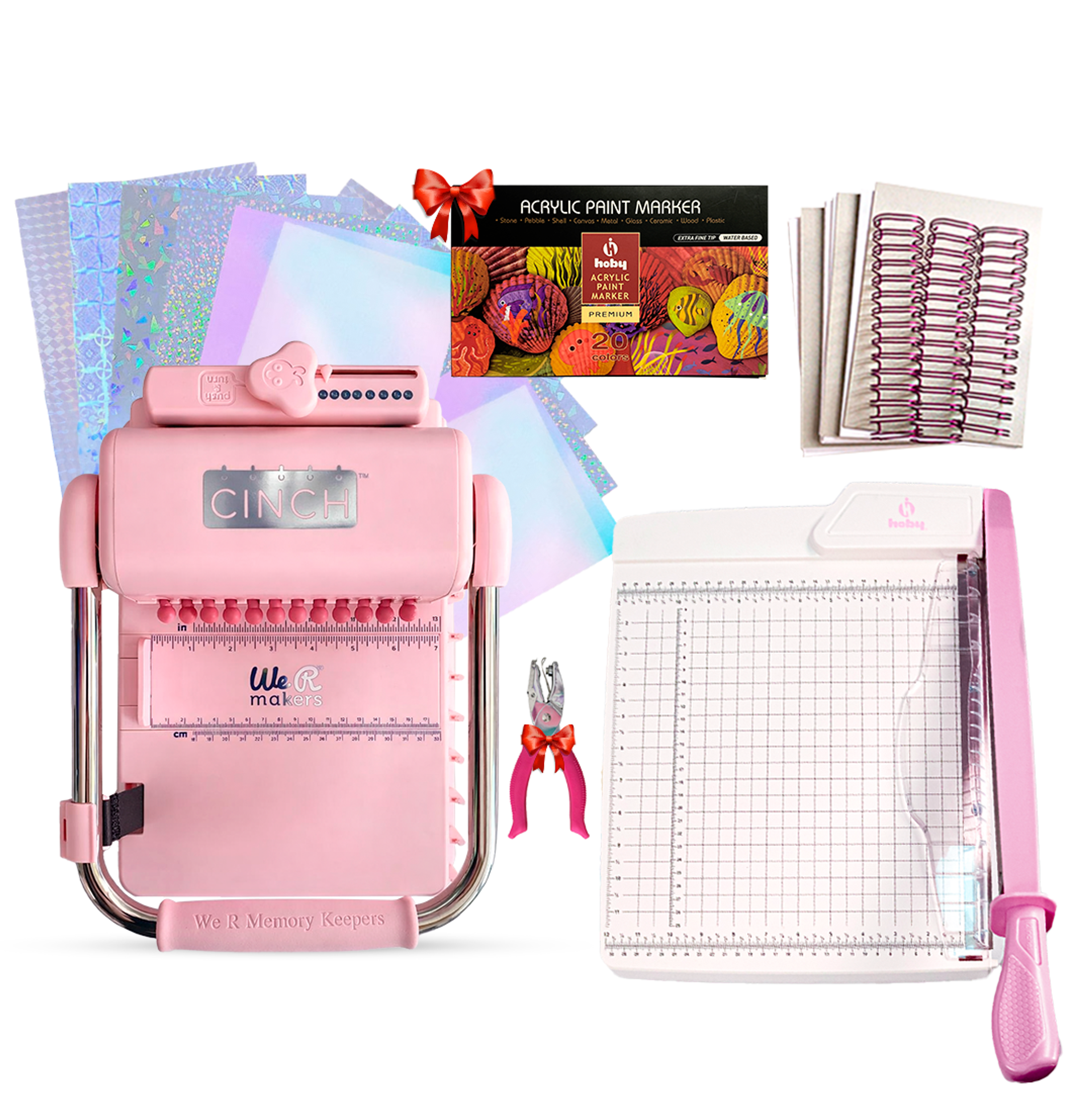 Kit De Encuadernadora Cinch Pink Rosa + Guillotina + Regalos Cp20 1