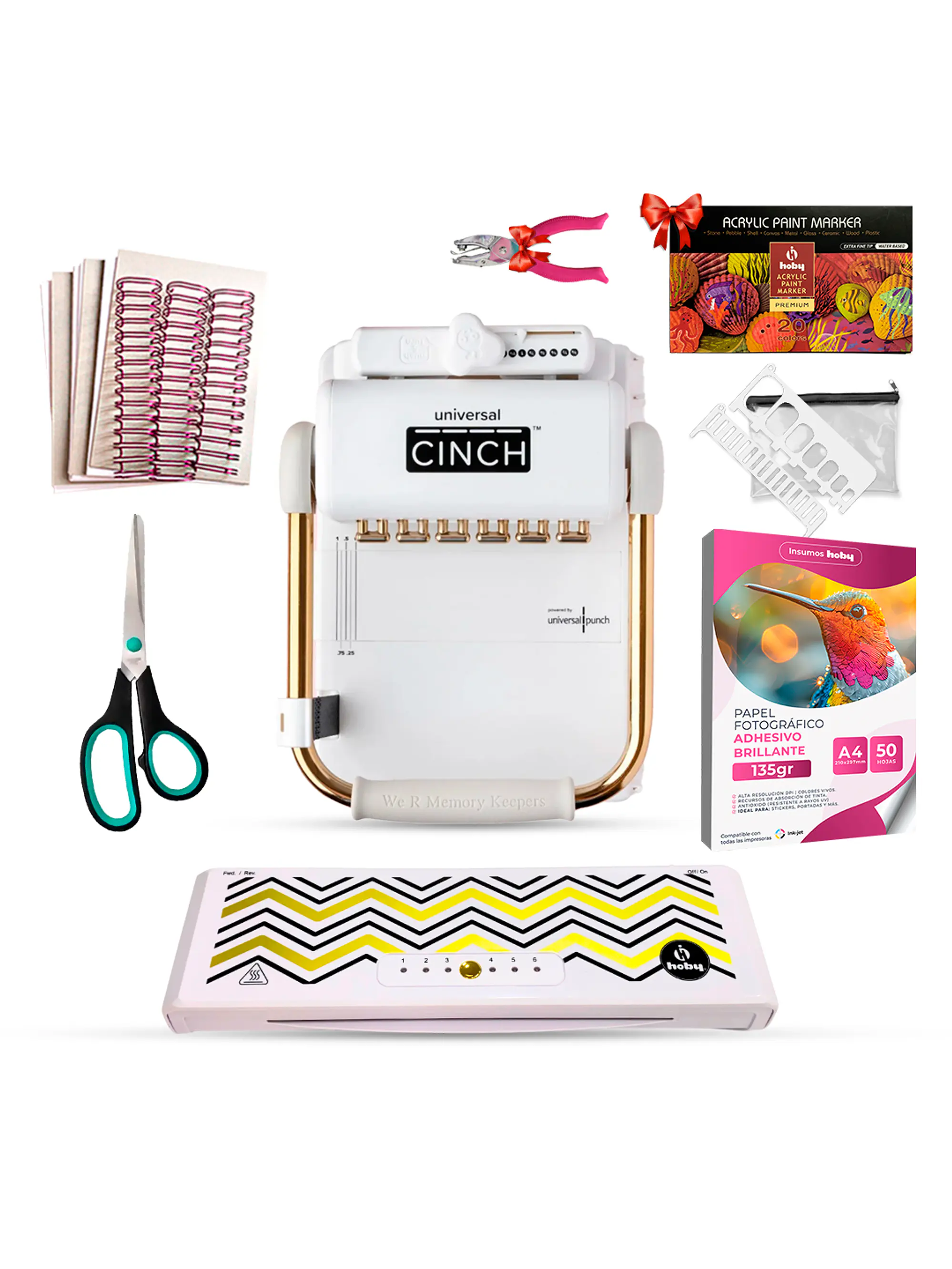 Kit Encuadernadora Universal Cinch + Laminadora Hoby A3 turquesa Uc06 1
