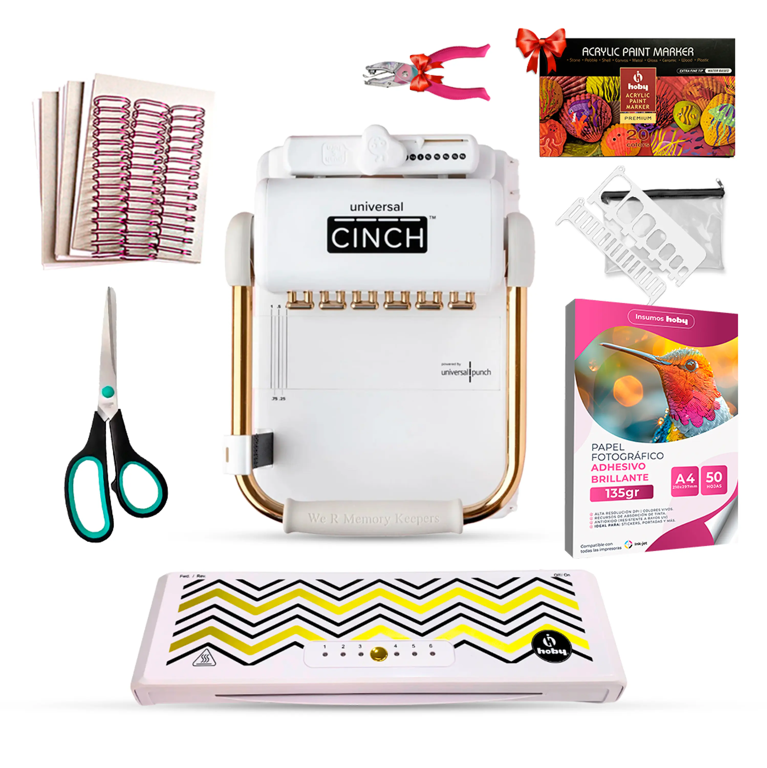 Kit Encuadernadora Universal Cinch + Laminadora Hoby A3 turquesa Uc06 1