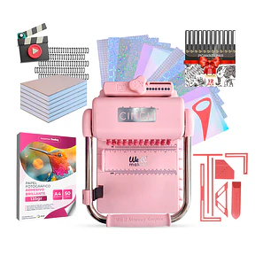Kit De Encuadernadora Cinch Pink + Reglas E Insumos Vip Cp41