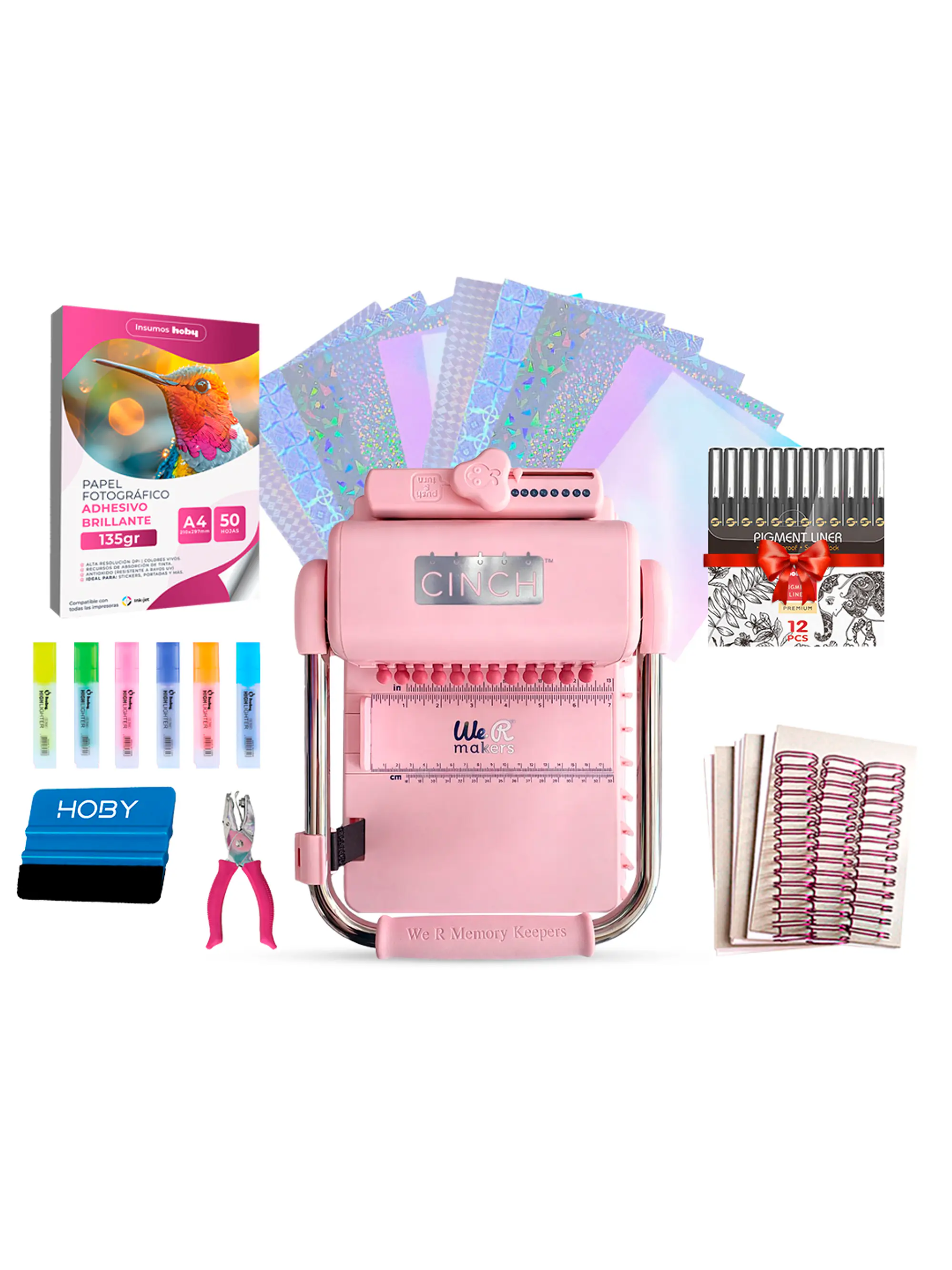 Kit De Encuadernadora Cinch Pink Rosa + Regalos Cp18 1