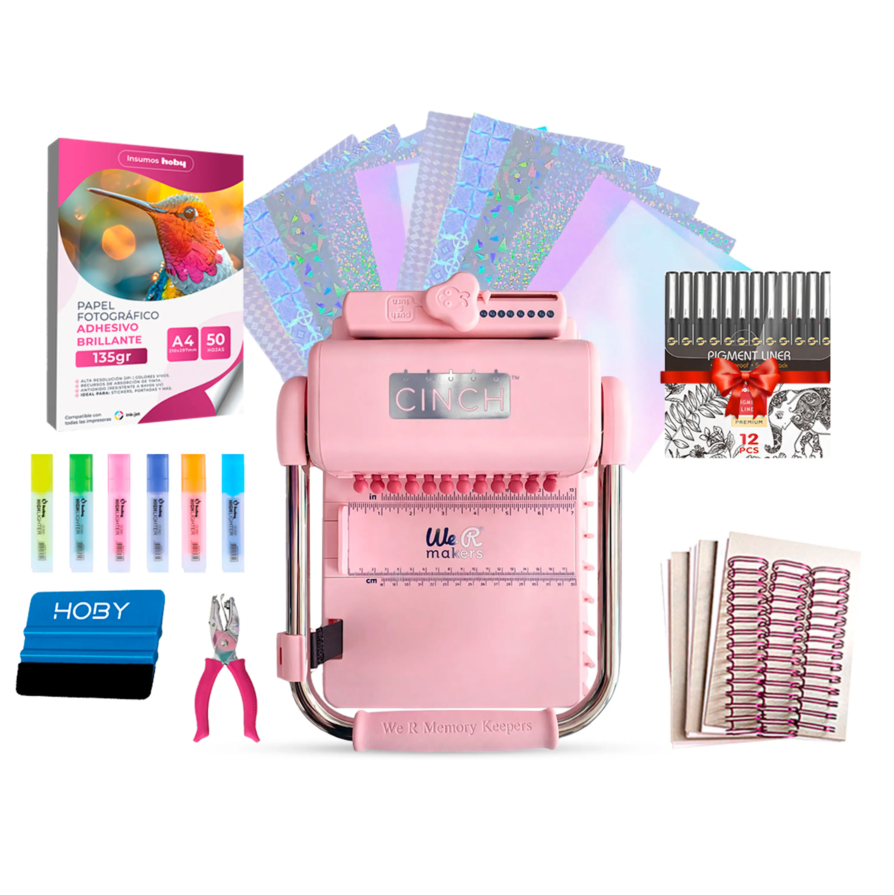 Kit De Encuadernadora Cinch Pink Rosa + Regalos Cp18 1