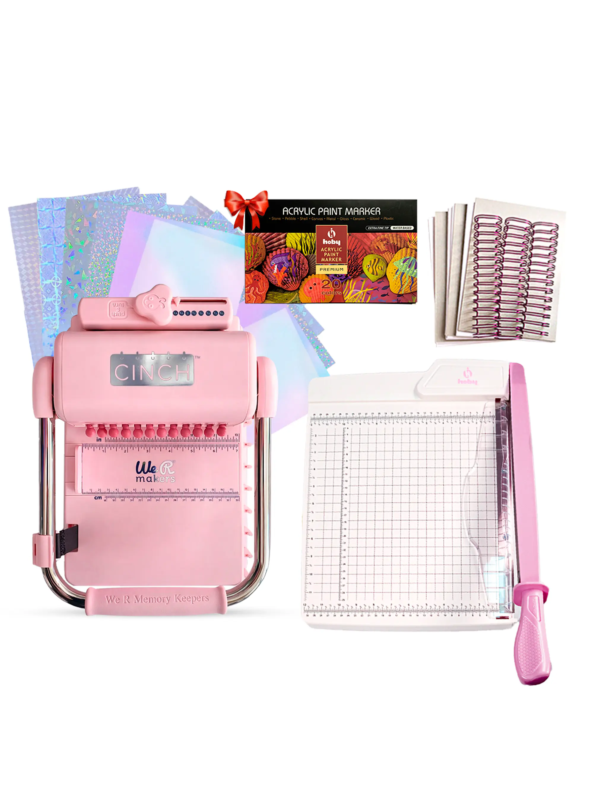 Kit De Encuadernadora Cinch Pink Rosa + Guillotina + Regalos Cp20 1