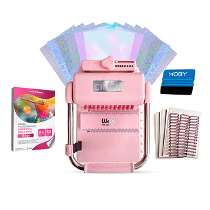Kit De Encuadernadora Cinch Pink Rosa + Laminado en frio holográfico + Regalos Cp21