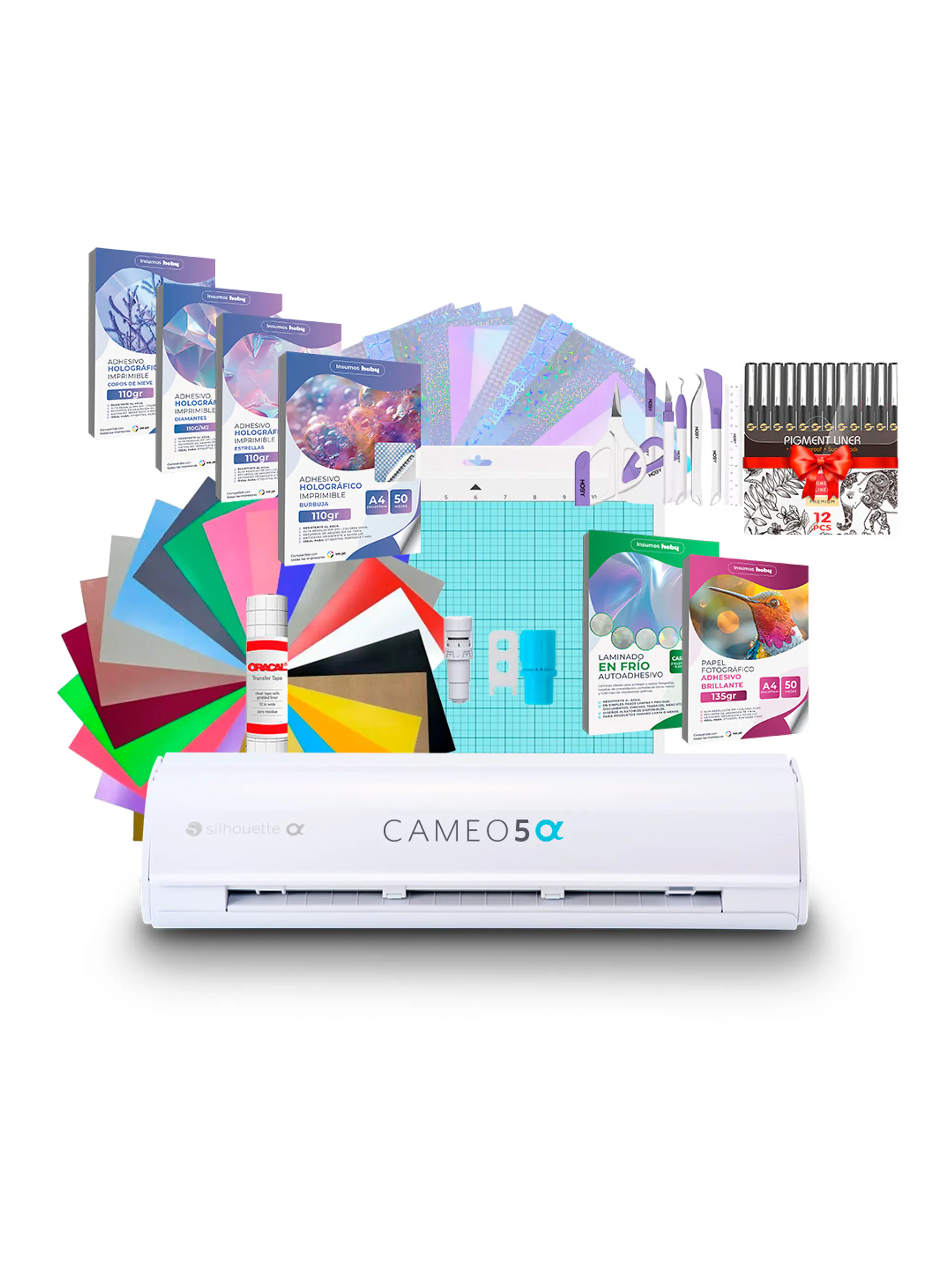 Kit Silhouette Cameo 5 Alfa + Set De Papeles Holográficos AB11 1