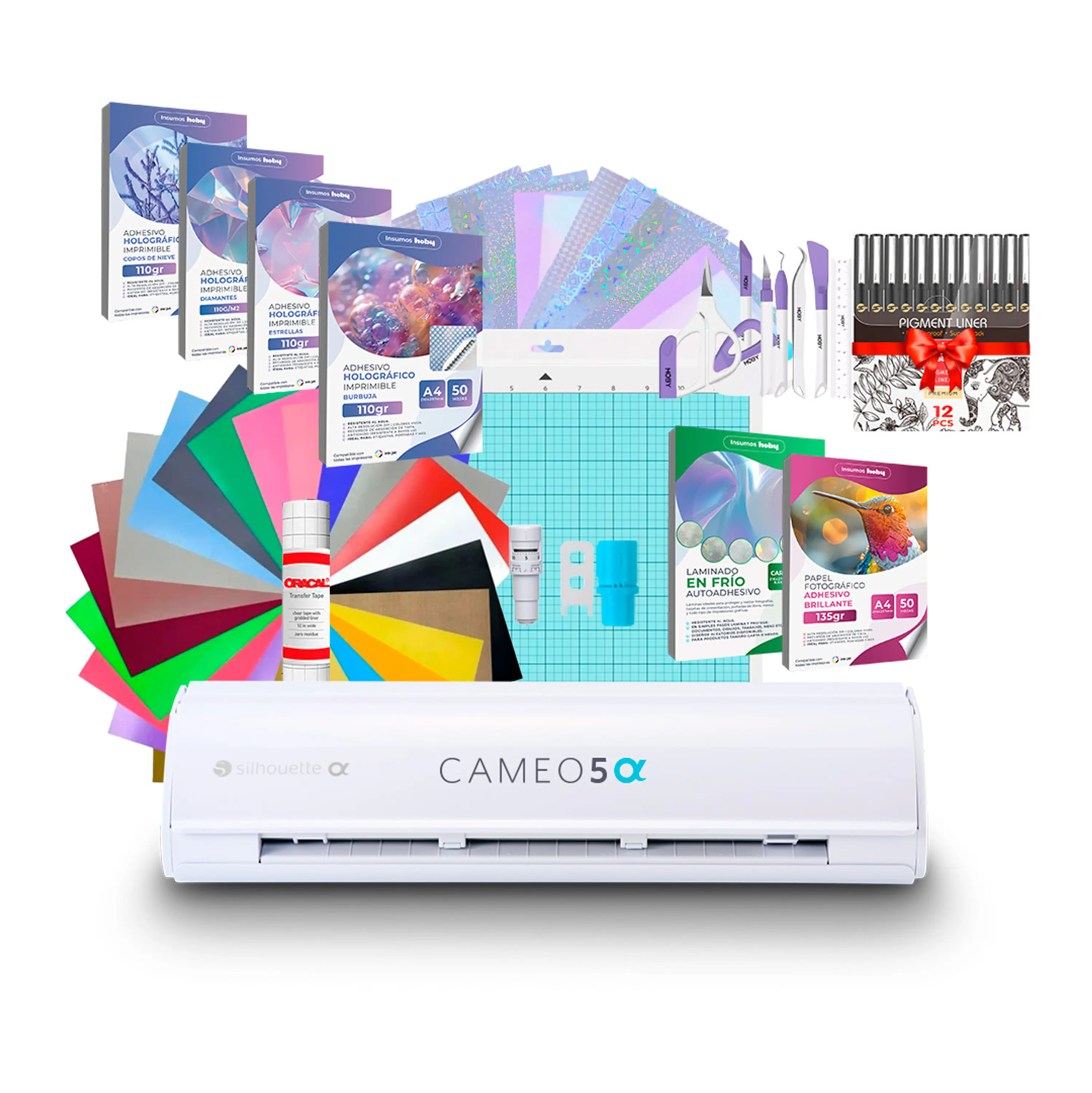 Kit Silhouette Cameo 5 Alfa + Set De Papeles Holográficos AB11 1