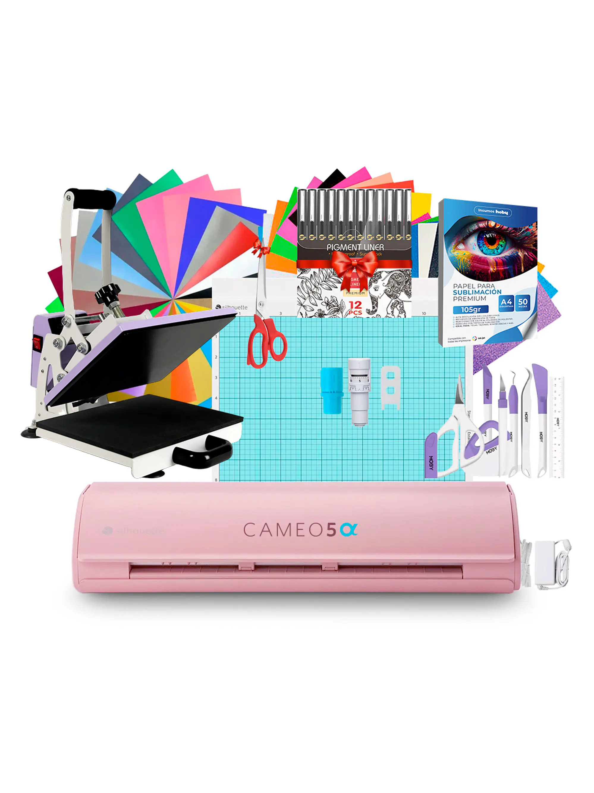 Kit Silhouette Cameo 5 alpha + Estampadora plana 23x30cm Sublipress 1