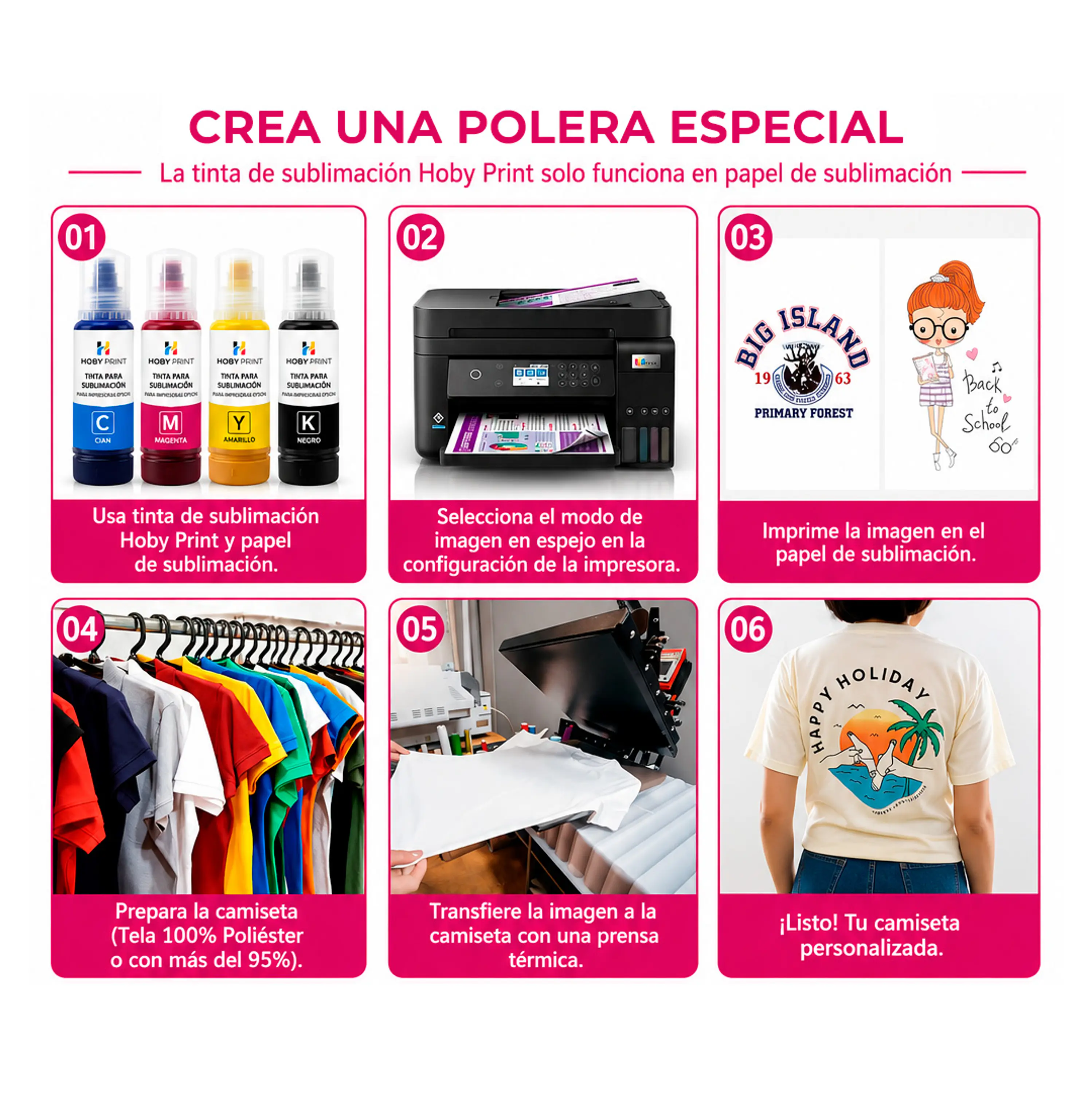 Pack 100ml Tinta Premium Sublimacion Hoby Print Compatible Epson 9