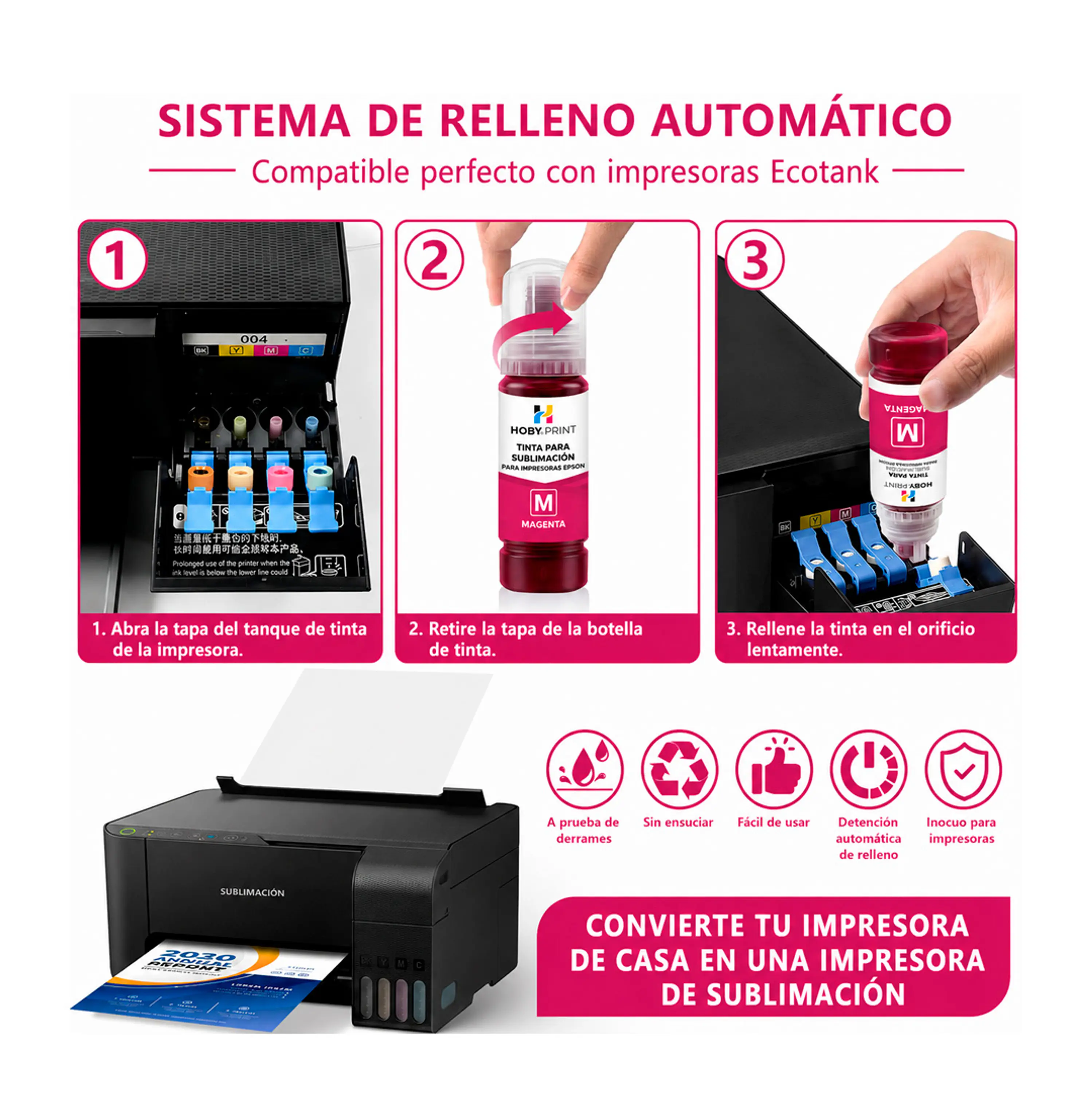 Tinta Premium Sublimacion Hoby Print Compatible Epson - Negra 7