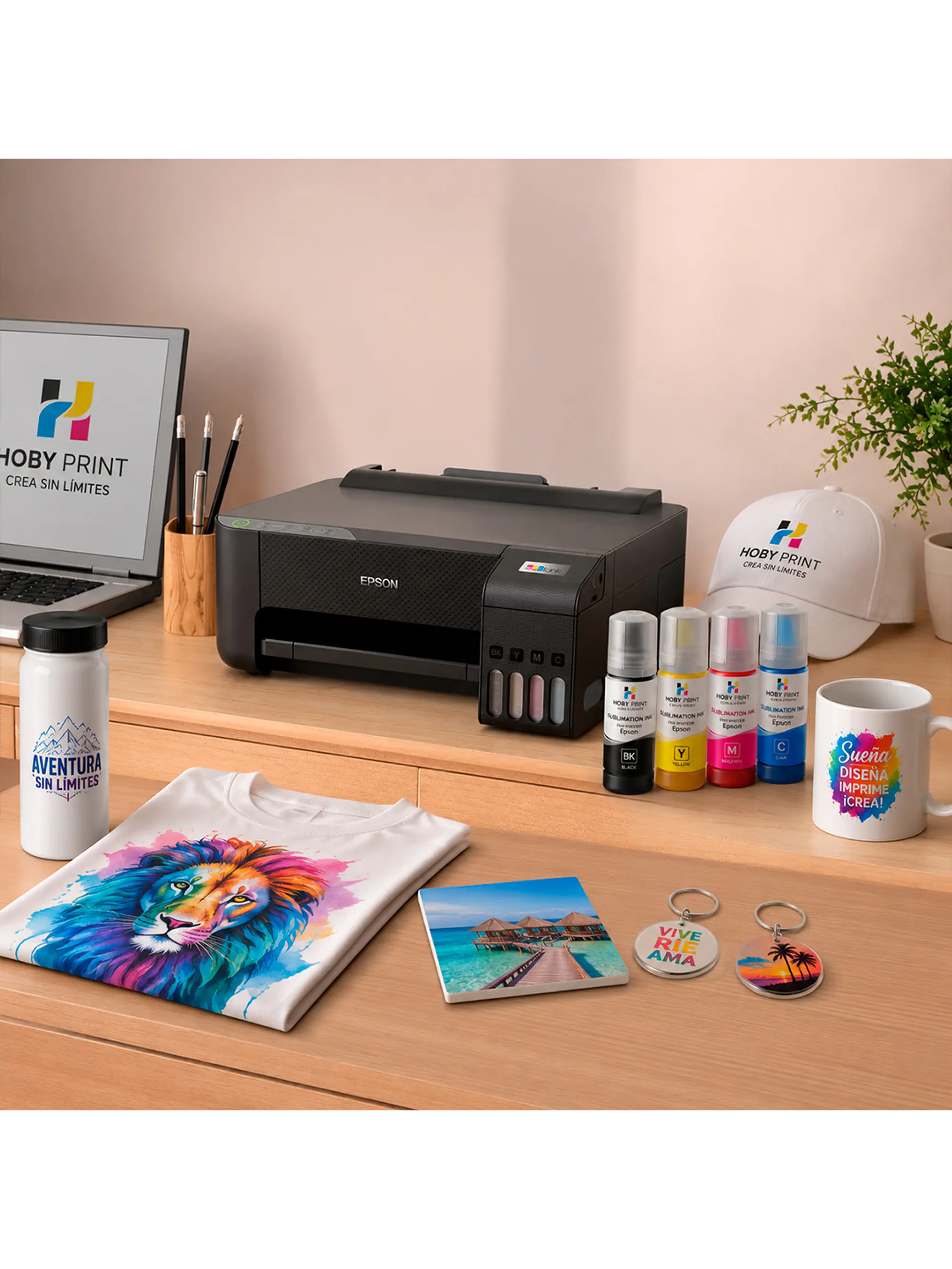 Impresora Epson E/tank L1250 + Tintas Sublimación Hoby Print + Papel Premium + Guantes 4