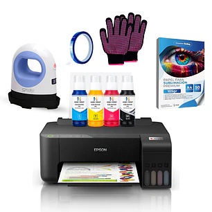 Impresora Epson E/tank L1250 + Tintas Sublimación Hoby Print + Mini Estampadora Sublipress