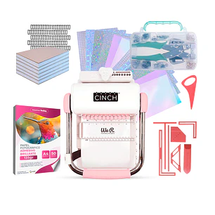 Kit Encuadernadora Cinch rosa + Ojetilladora y perforadora  - Perforación cuadrada