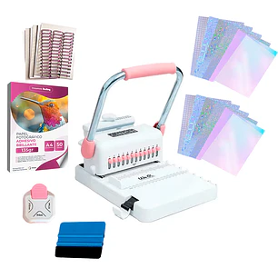Kit de Encuadernadora Cinch Rosa Básico - Perforación cuadrada