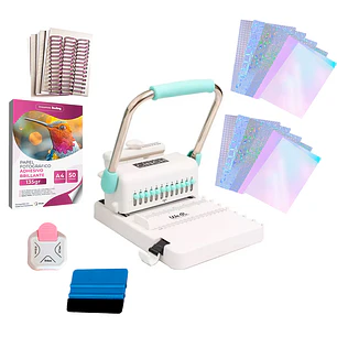 Kit de Encuadernadora Cinch Turquesa Básico - Perforación redonda