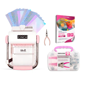 Kit de Encuadernadora Cinch Rosa + Crop a Dile - Perforación cuadrada