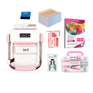 Kit de Encuadernadora Cinch Rosa + Crop a Dile - Perforación cuadrada