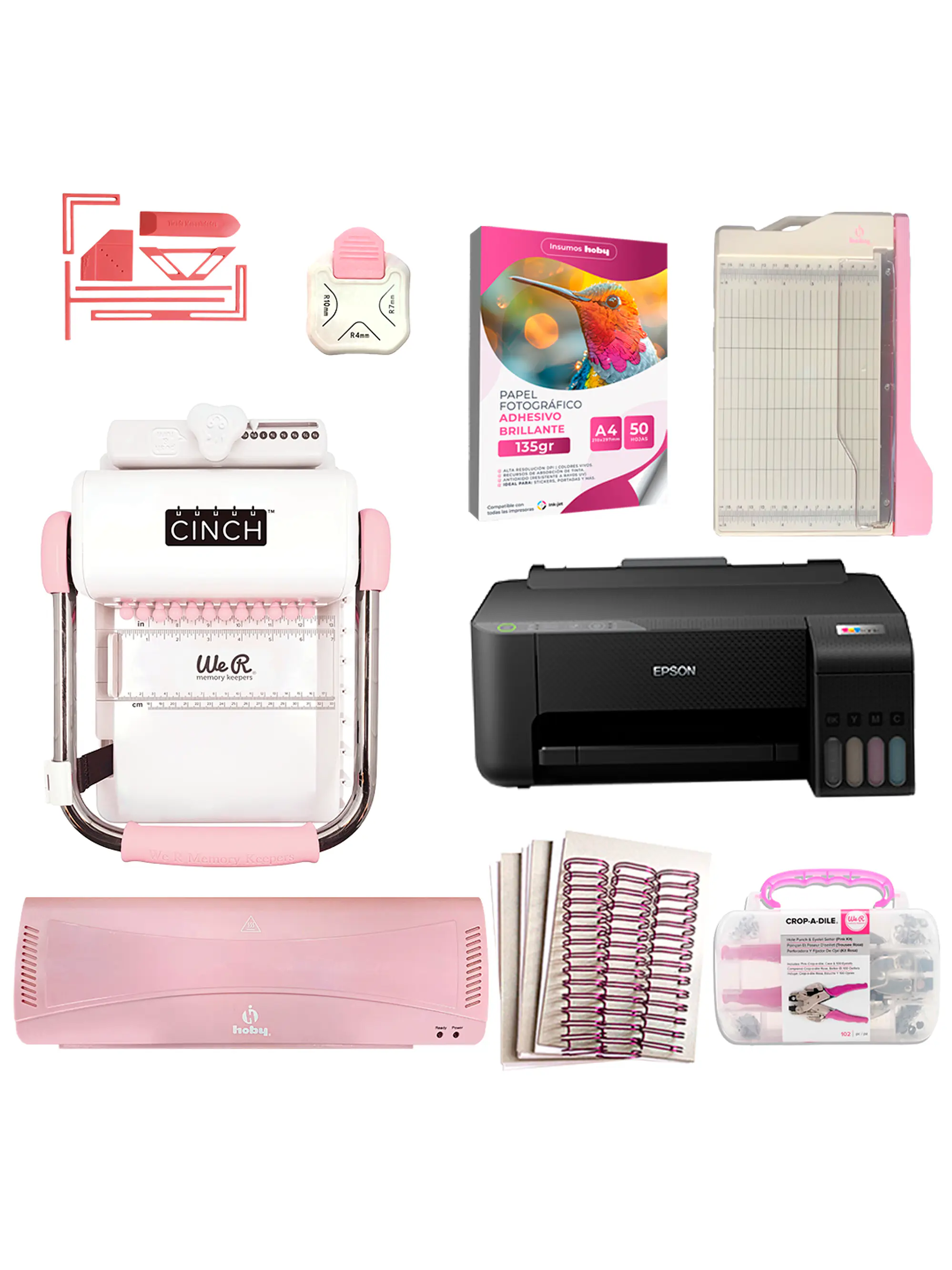 Kit Encuadernadora Cinch rosa + Impresora Epson L1250 - Perforación cuadrada 1