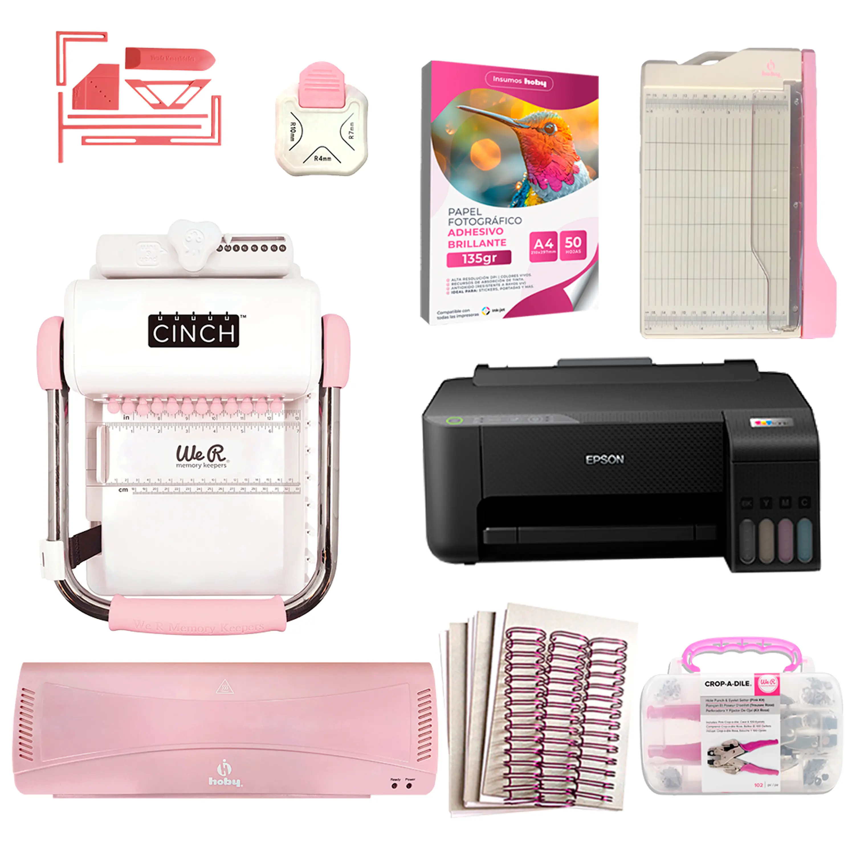Kit Encuadernadora Cinch rosa + Impresora Epson L1250 - Perforación cuadrada 1